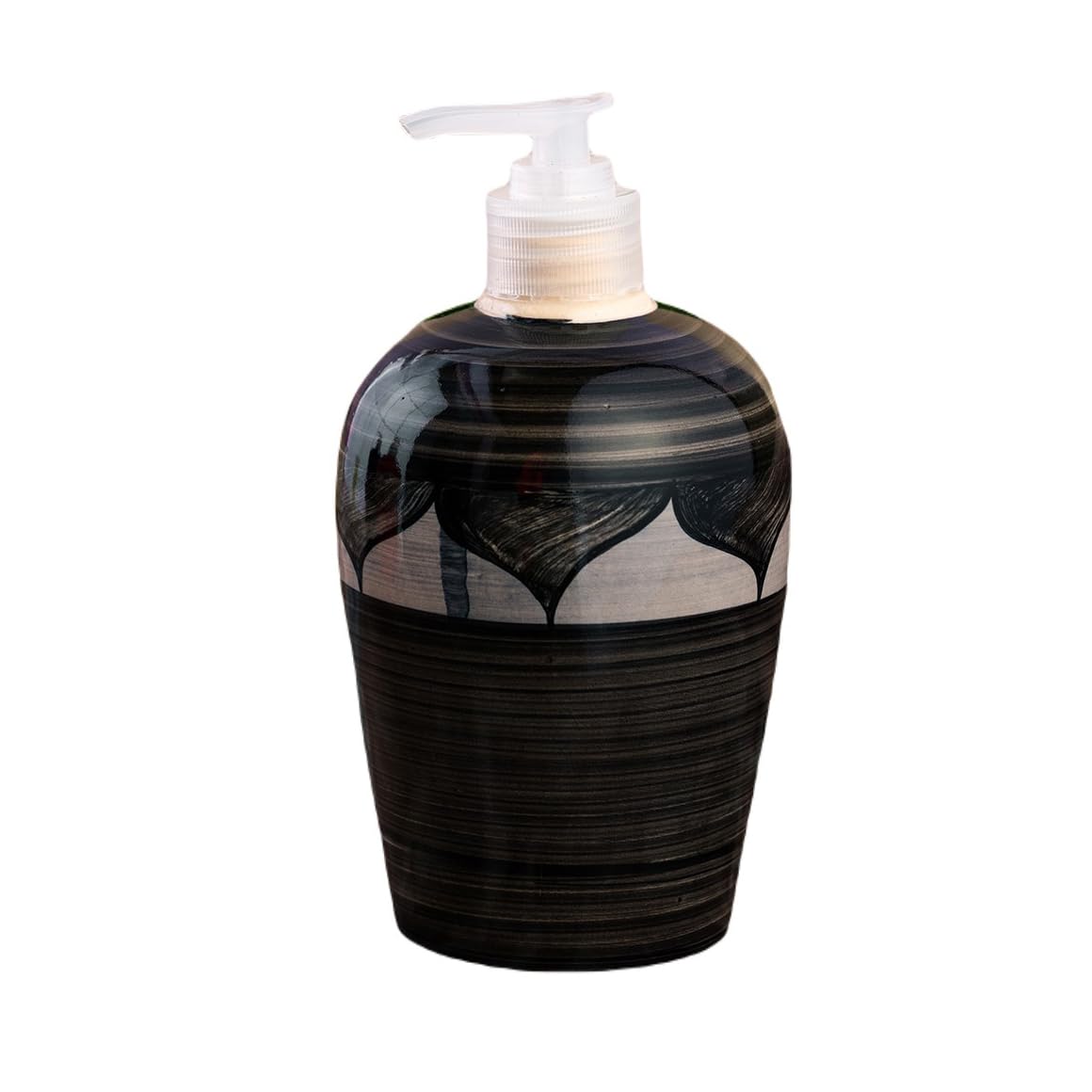KunhaR Ceramic Long-Lasting Liquid Handwash Soap Dispenser for Bathroom | Handwash Bottle for Kitchen | Soap Dispenser for Wash Basin | Bathroom Accessories - Black, 450ml