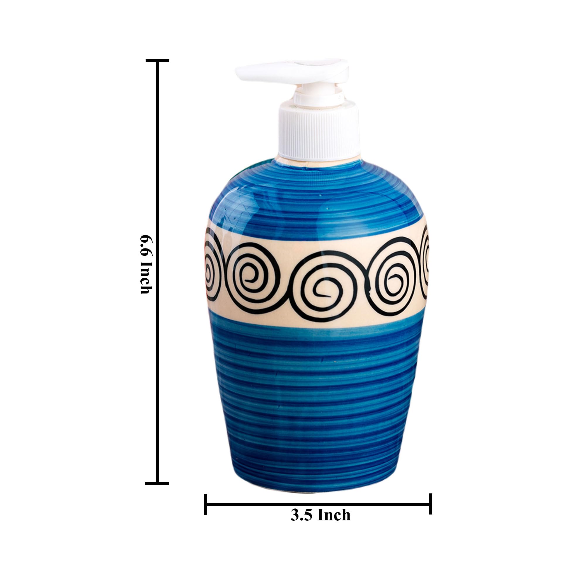 KunhaR Ceramic Long-Lasting Liquid Handwash Soap Dispenser for Bathroom | Handwash Bottle for Kitchen | Soap Dispenser for Wash Basin | Bathroom Accessories - SkyBlue Line, 450ml