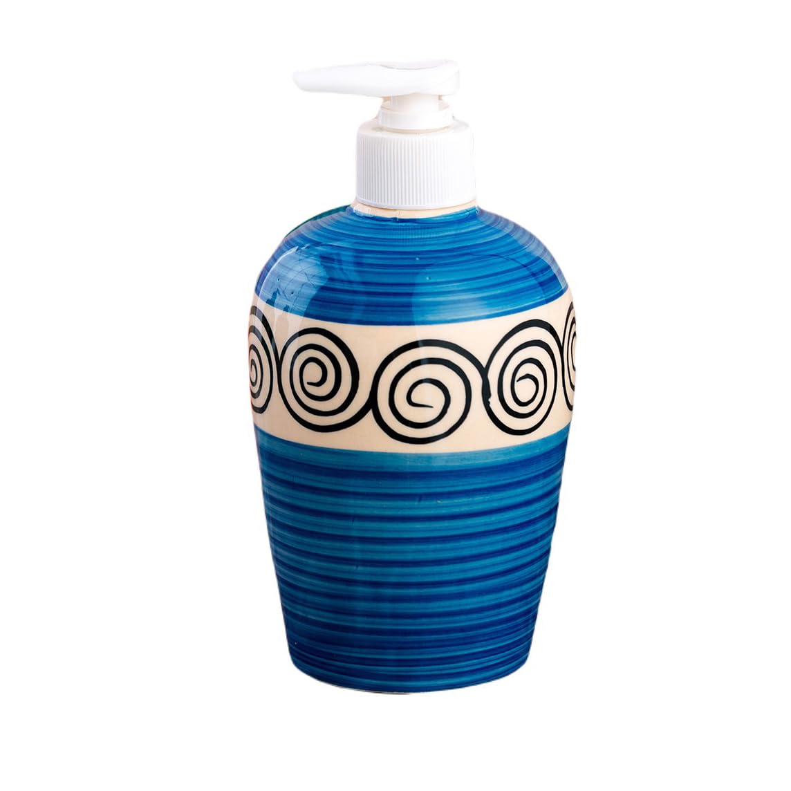 KunhaR Ceramic Long-Lasting Liquid Handwash Soap Dispenser for Bathroom | Handwash Bottle for Kitchen | Soap Dispenser for Wash Basin | Bathroom Accessories - SkyBlue Line, 450ml