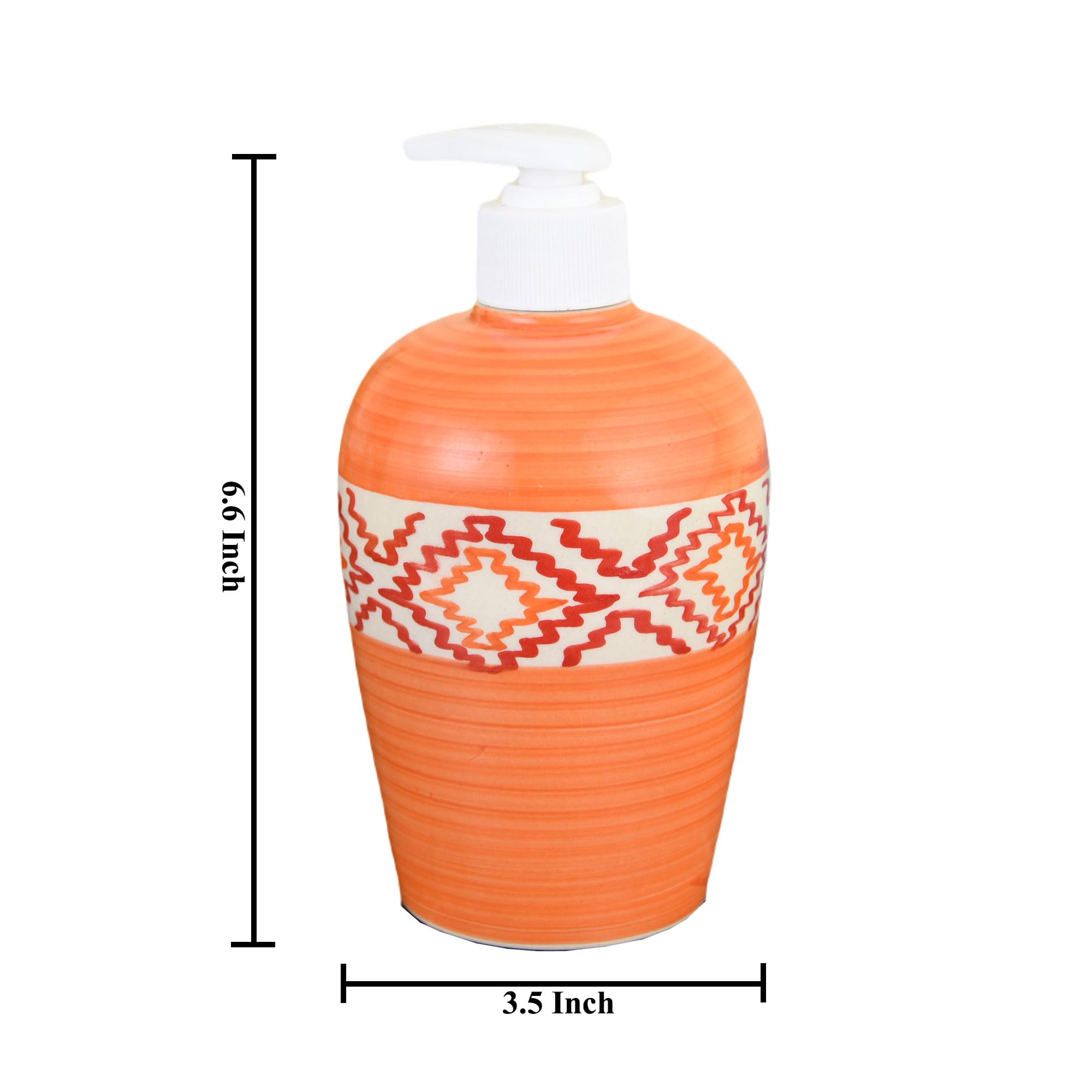 KunhaR Ceramic Long-Lasting Liquid Handwash Soap Dispenser for Bathroom | Handwash Bottle for Kitchen | Soap Dispenser for Wash Basin | Bathroom Accessories - Orange, 450ml