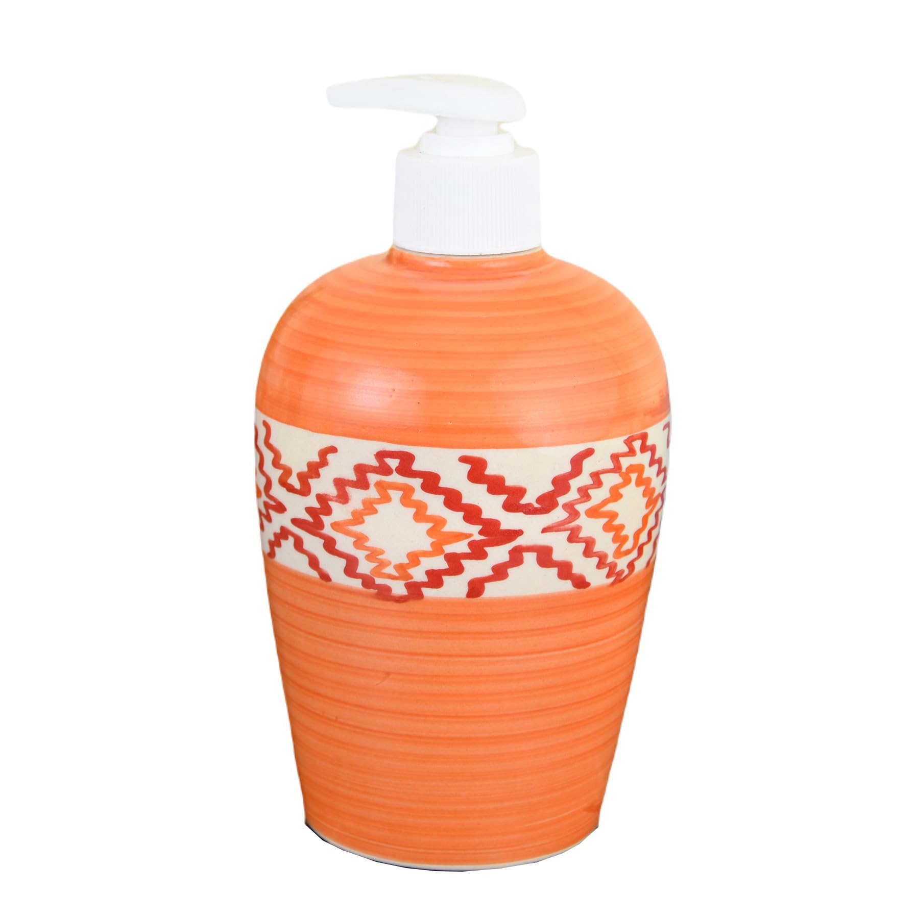 KunhaR Ceramic Long-Lasting Liquid Handwash Soap Dispenser for Bathroom | Handwash Bottle for Kitchen | Soap Dispenser for Wash Basin | Bathroom Accessories - Orange, 450ml
