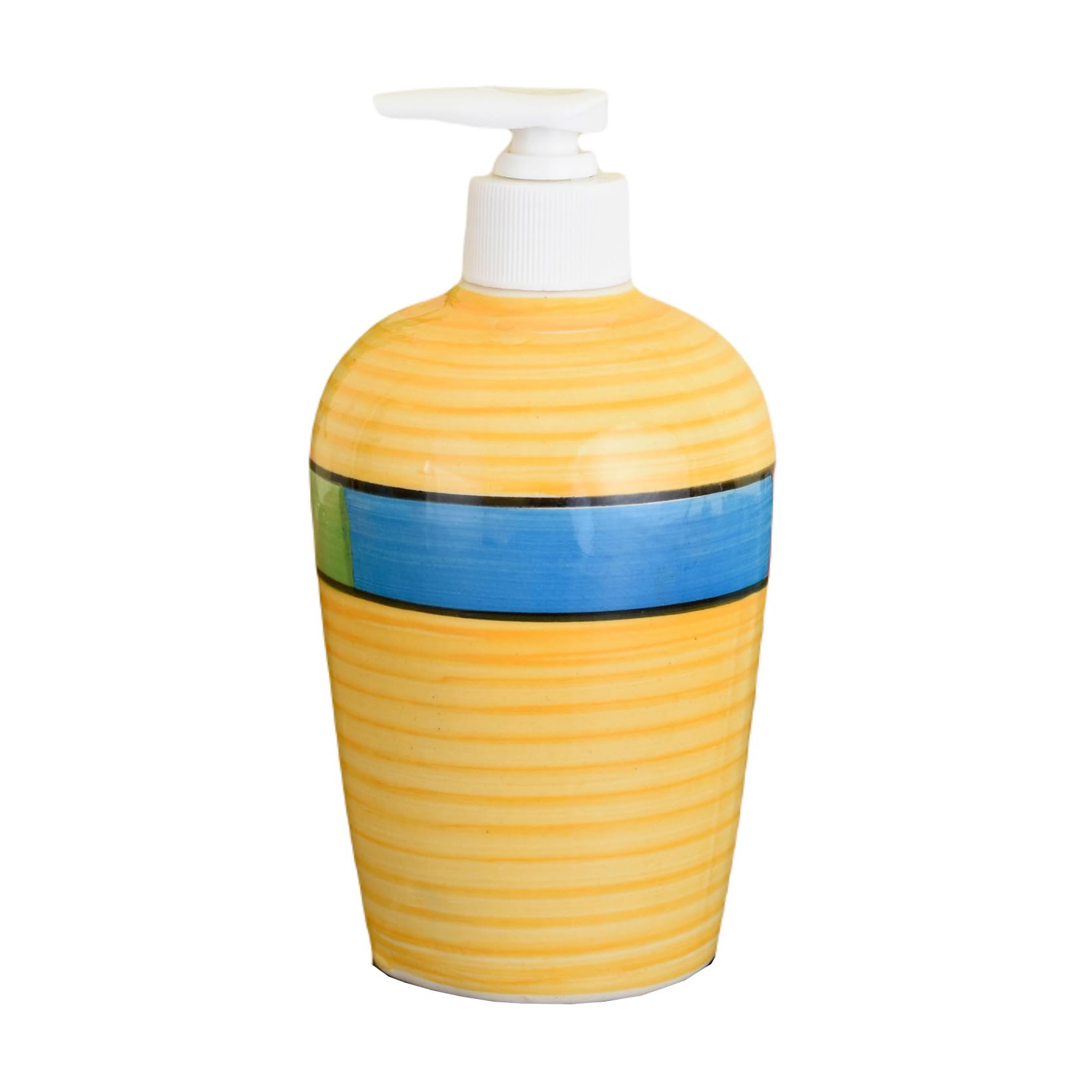 KunhaR Ceramic Long-Lasting Liquid Handwash Soap Dispenser for Bathroom | Handwash Bottle for Kitchen | Soap Dispenser for Wash Basin | Bathroom Accessories - Yellow, 450ml