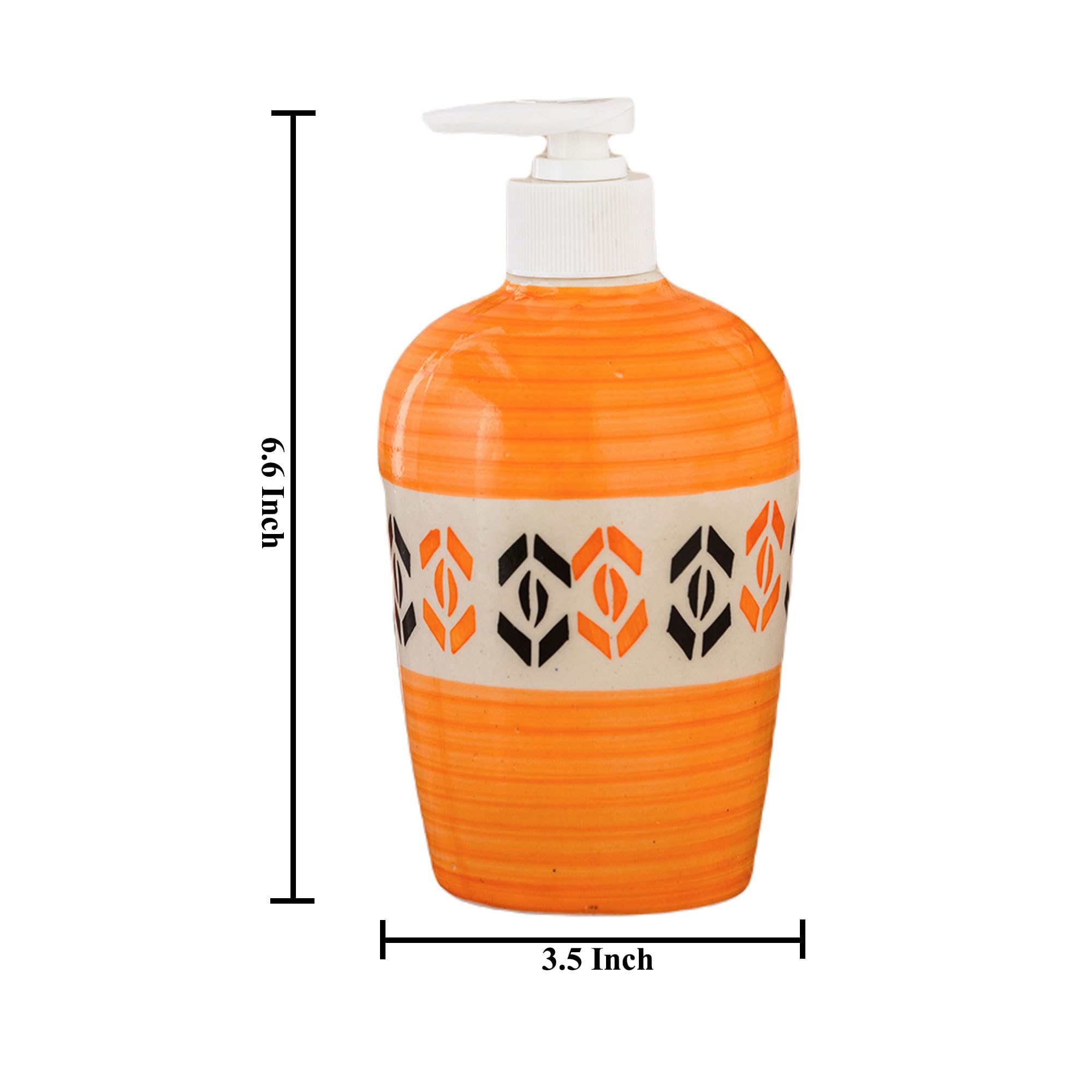 KunhaR Ceramic Long-Lasting Liquid Handwash Soap Dispenser for Bathroom | Handwash Bottle for Kitchen | Soap Dispenser for Wash Basin | Bathroom Accessories - Orange, 450ml