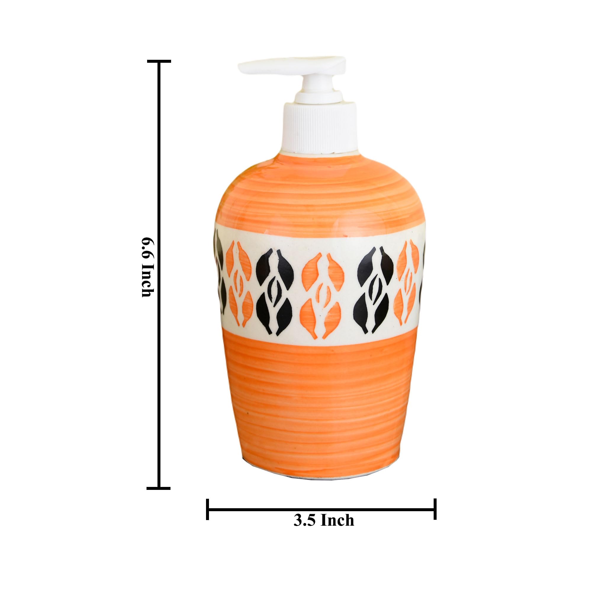 KunhaR Ceramic Liquid Soap Dispenser, Handwash Dispenser - Orange 3, 450ml