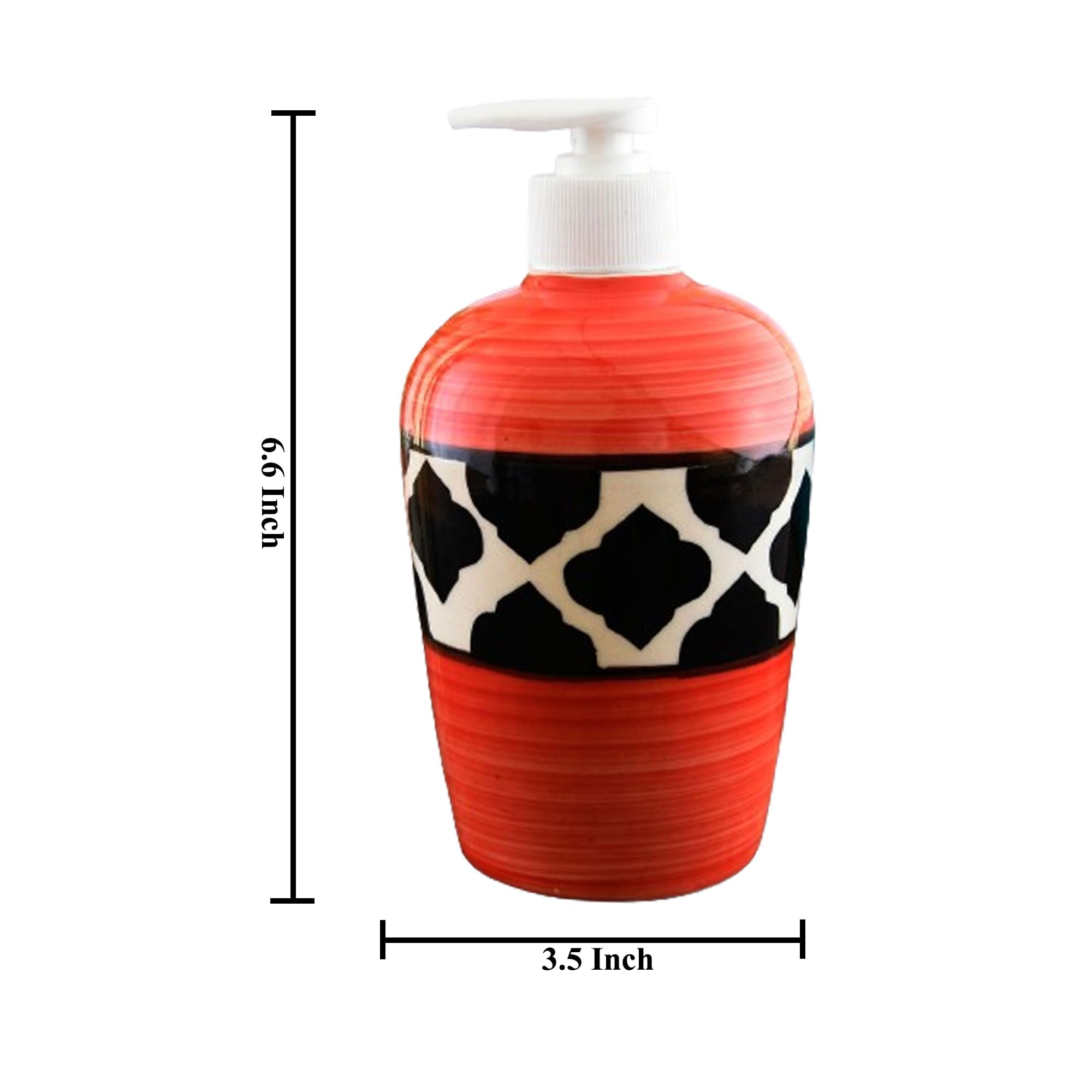 KunhaR Ceramic Liquid Soap Dispenser, Handwash Dispenser - Red Black Chidi, 450ml