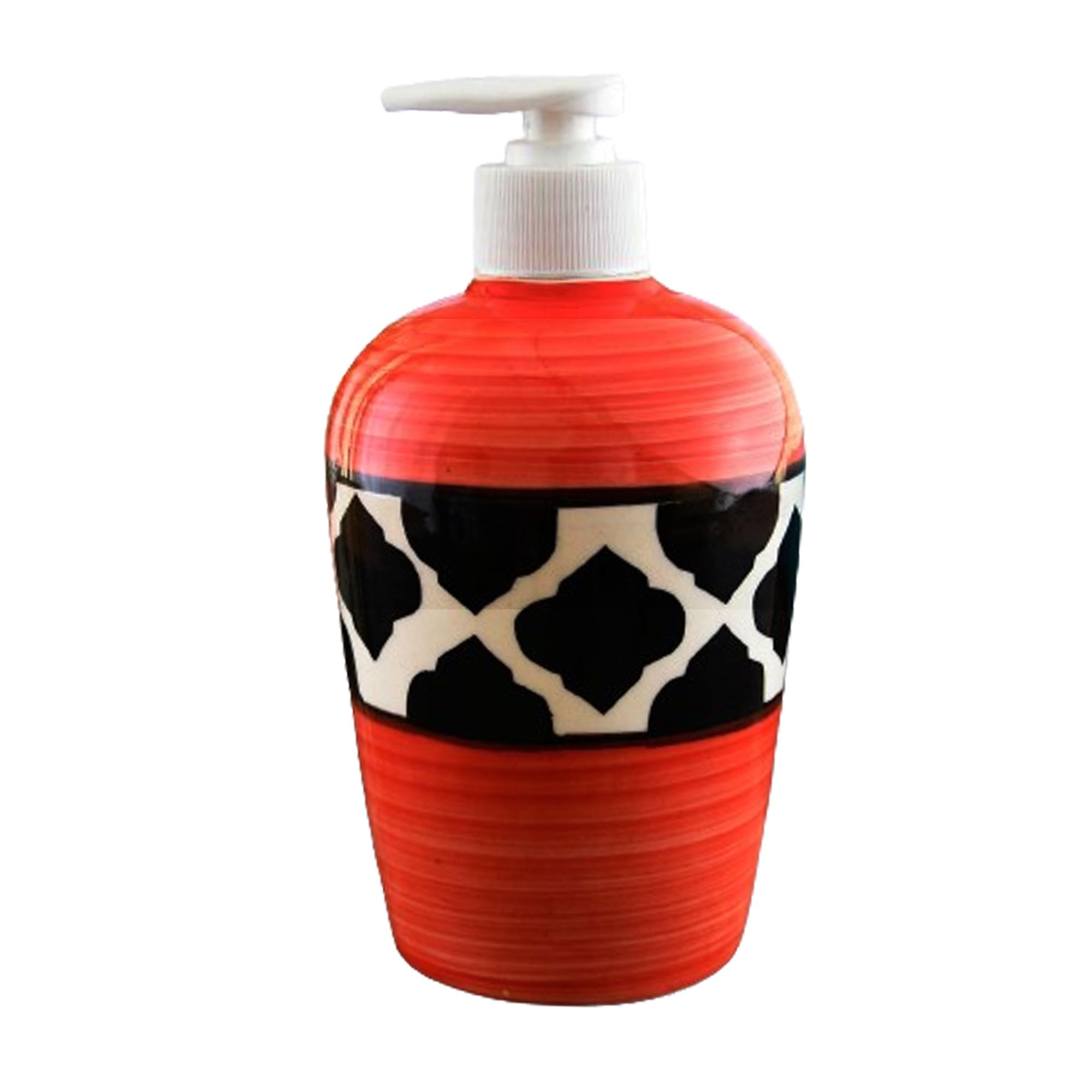 KunhaR Ceramic Liquid Soap Dispenser, Handwash Dispenser - Red Black Chidi, 450ml