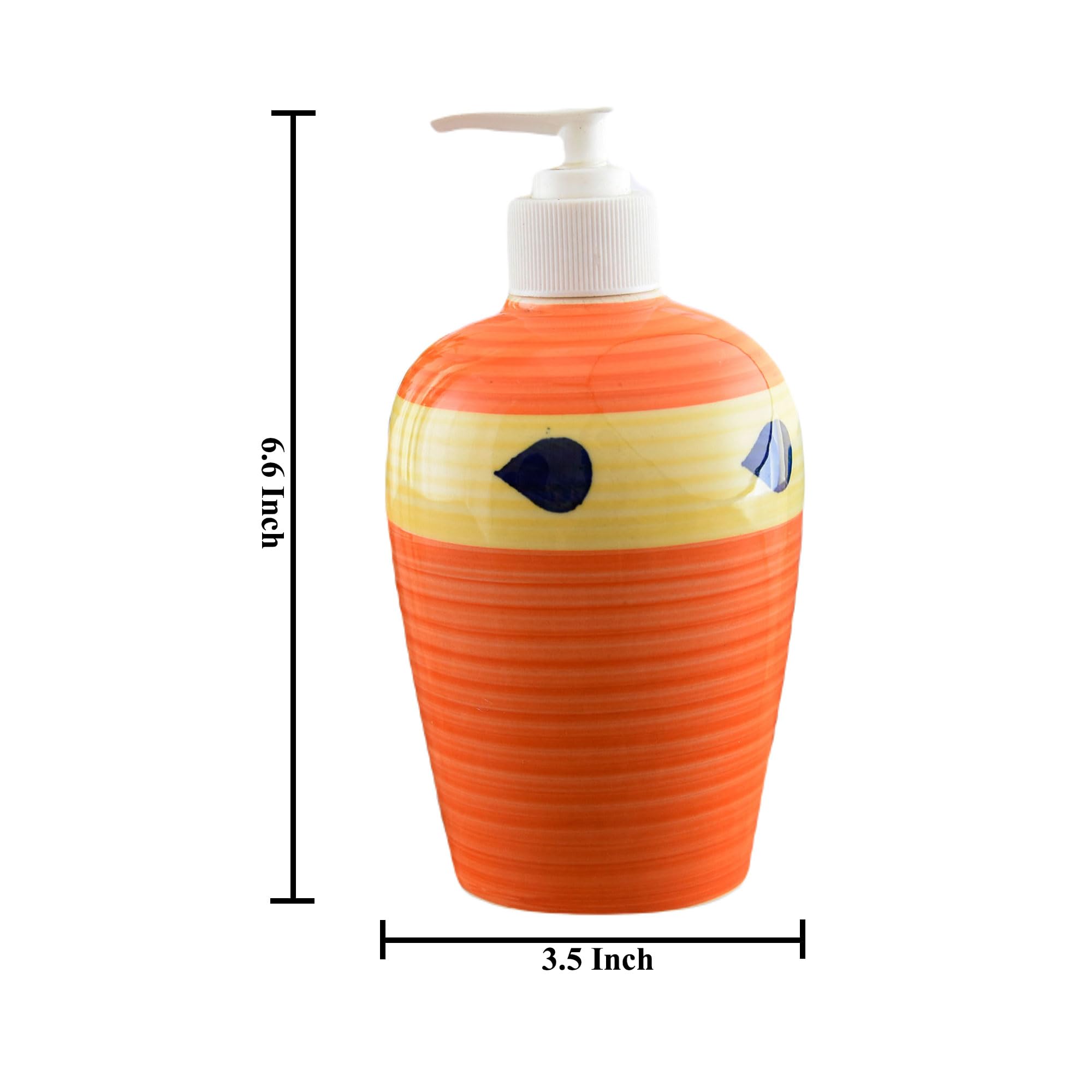 KunhaR Ceramic Liquid Soap Dispenser, Handwash Dispenser - Orange Yellow, 450ml