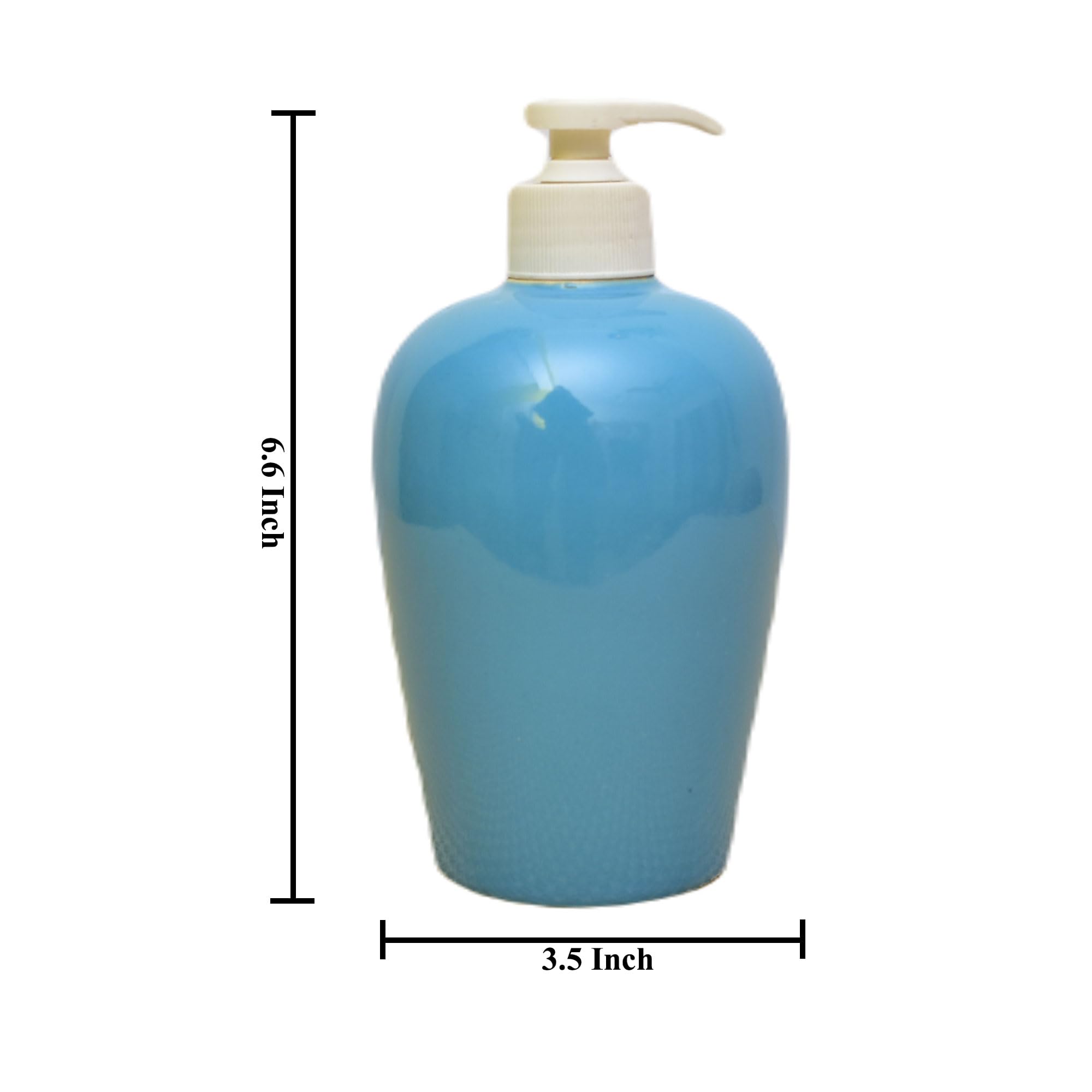 KunhaR Ceramic Long-Lasting Liquid Handwash Soap Dispenser for Bathroom | Handwash Bottle for Kitchen | Soap Dispenser for Wash Basin | Bathroom Accessories | 450 ml, 1 Piece, Wedgewood