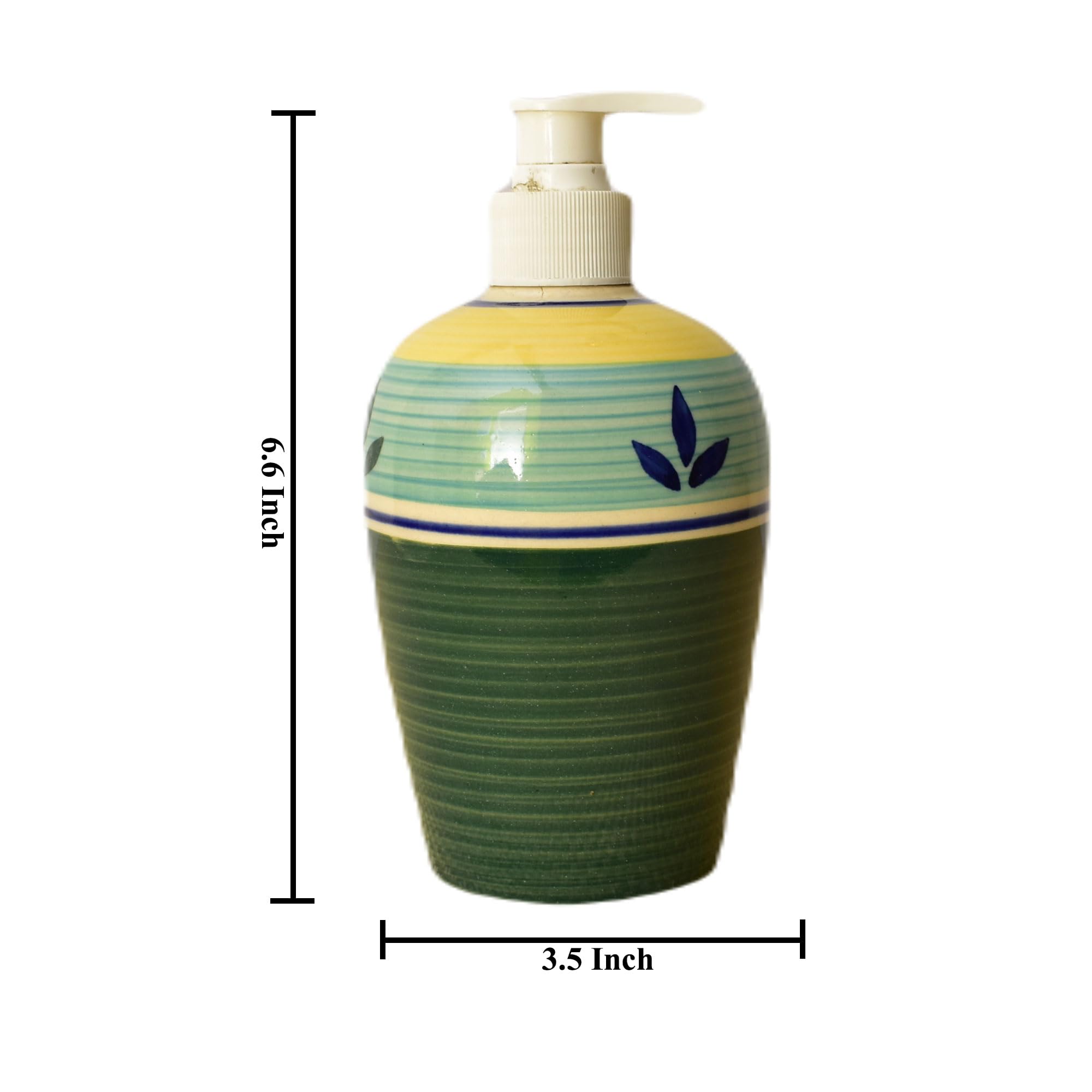 KunhaR Ceramic Long-Lasting Liquid Handwash Soap Dispenser for Bathroom | Handwash Bottle for Kitchen | Soap Dispenser for Wash Basin | Bathroom Accessories | 450 ml, 1 Piece, Racing Green
