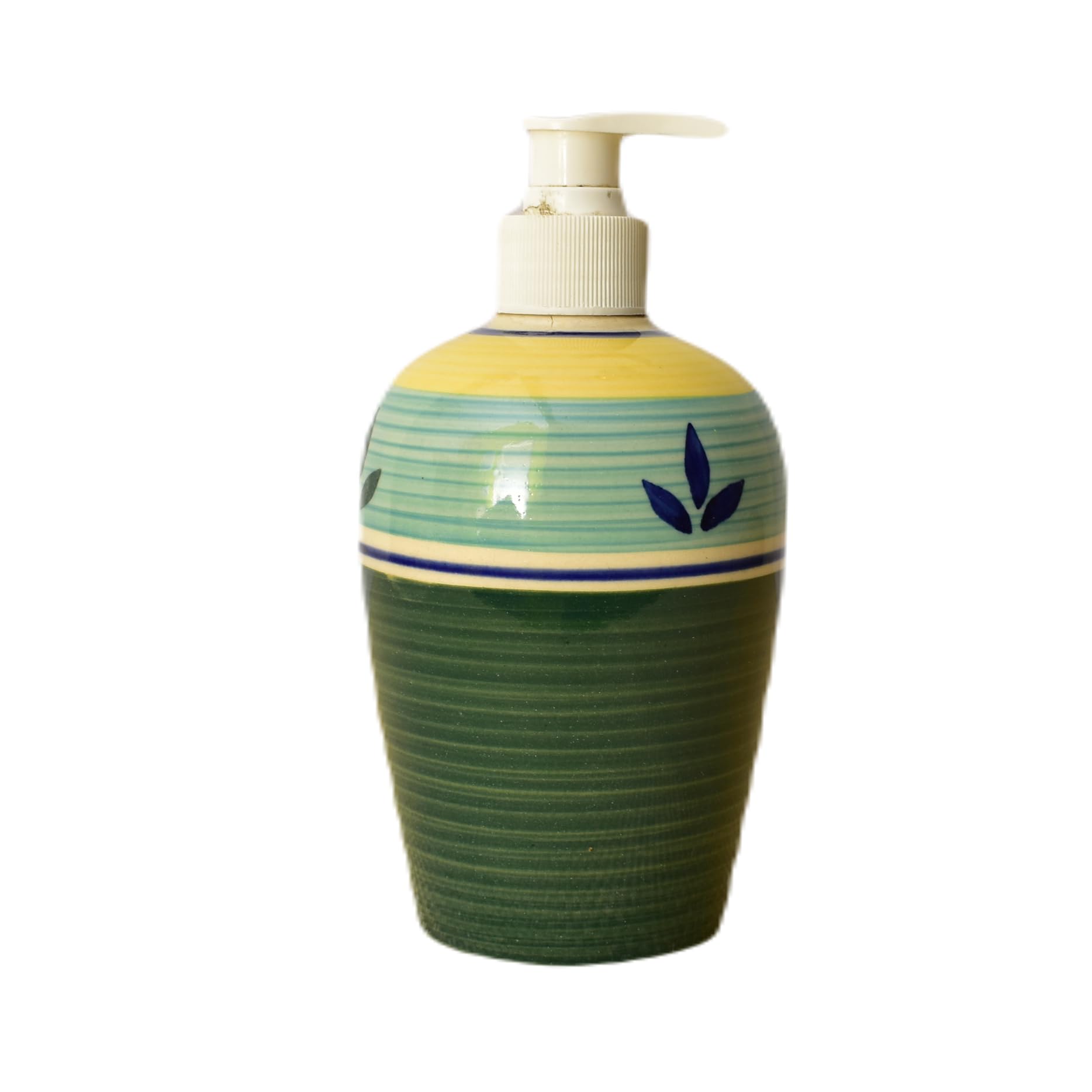 KunhaR Ceramic Long-Lasting Liquid Handwash Soap Dispenser for Bathroom | Handwash Bottle for Kitchen | Soap Dispenser for Wash Basin | Bathroom Accessories | 450 ml, 1 Piece, Racing Green