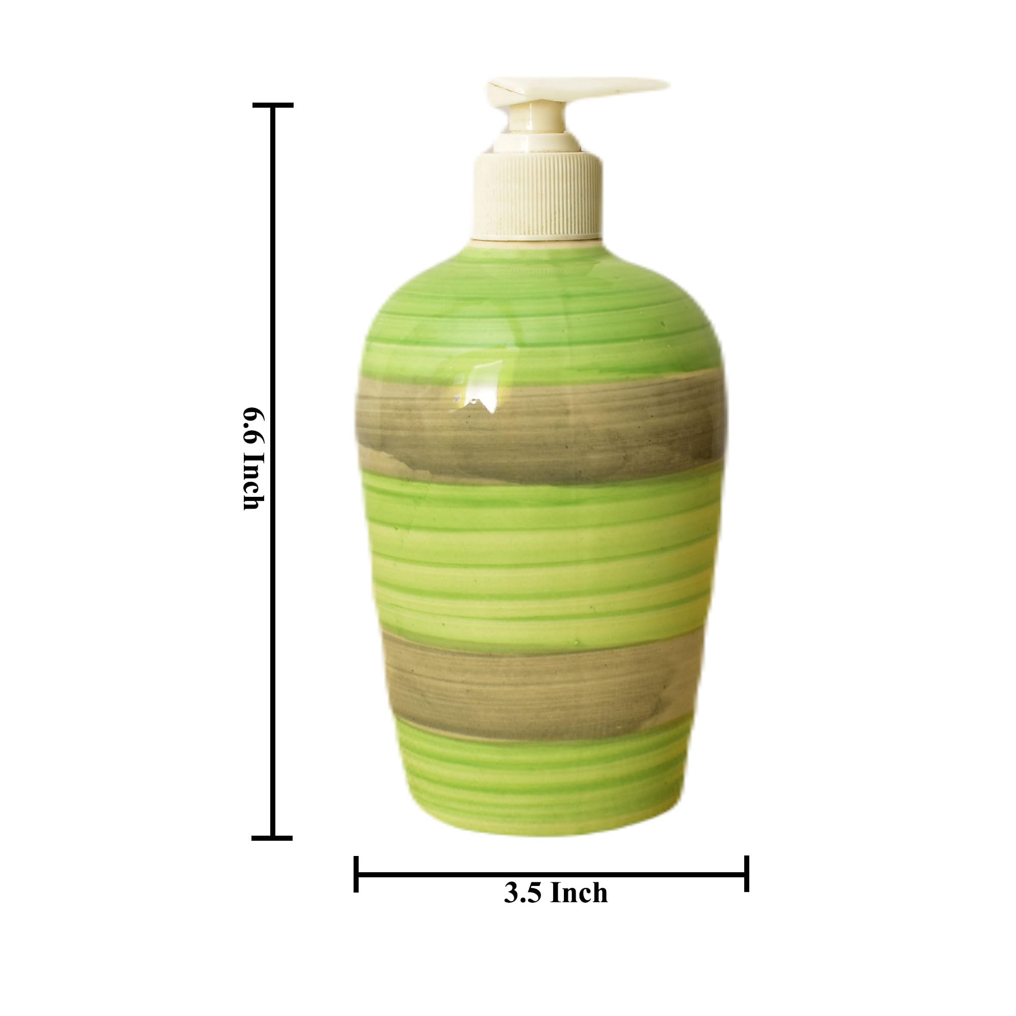 KunhaR Ceramic Long-Lasting Liquid Handwash Soap Dispenser for Bathroom | Handwash Bottle for Kitchen | Soap Dispenser for Wash Basin | Bathroom Accessories | 450 ml, 1 Piece, Muddy Green