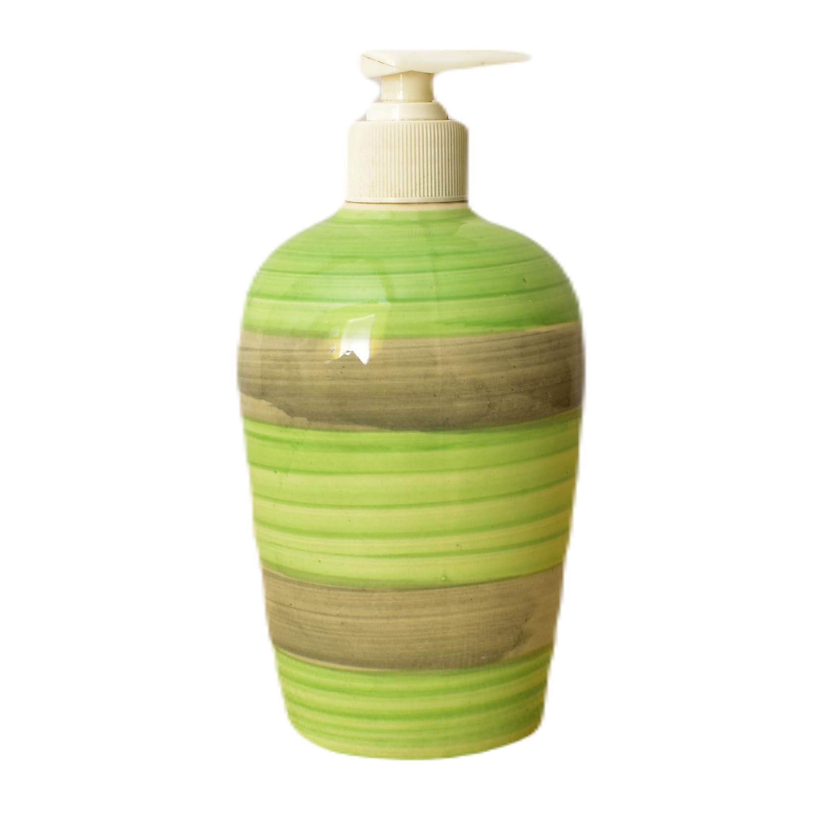 KunhaR Ceramic Long-Lasting Liquid Handwash Soap Dispenser for Bathroom | Handwash Bottle for Kitchen | Soap Dispenser for Wash Basin | Bathroom Accessories | 450 ml, 1 Piece, Muddy Green
