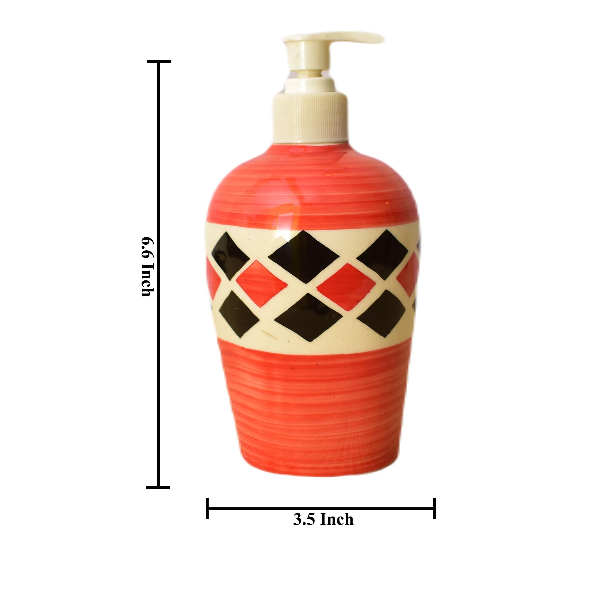 KunhaR Ceramic Long-Lasting Liquid Handwash Soap Dispenser for Bathroom | Handwash Bottle for Kitchen | Soap Dispenser for Wash Basin | Bathroom Accessories | 450 ml, 1 Piece, Coral Red