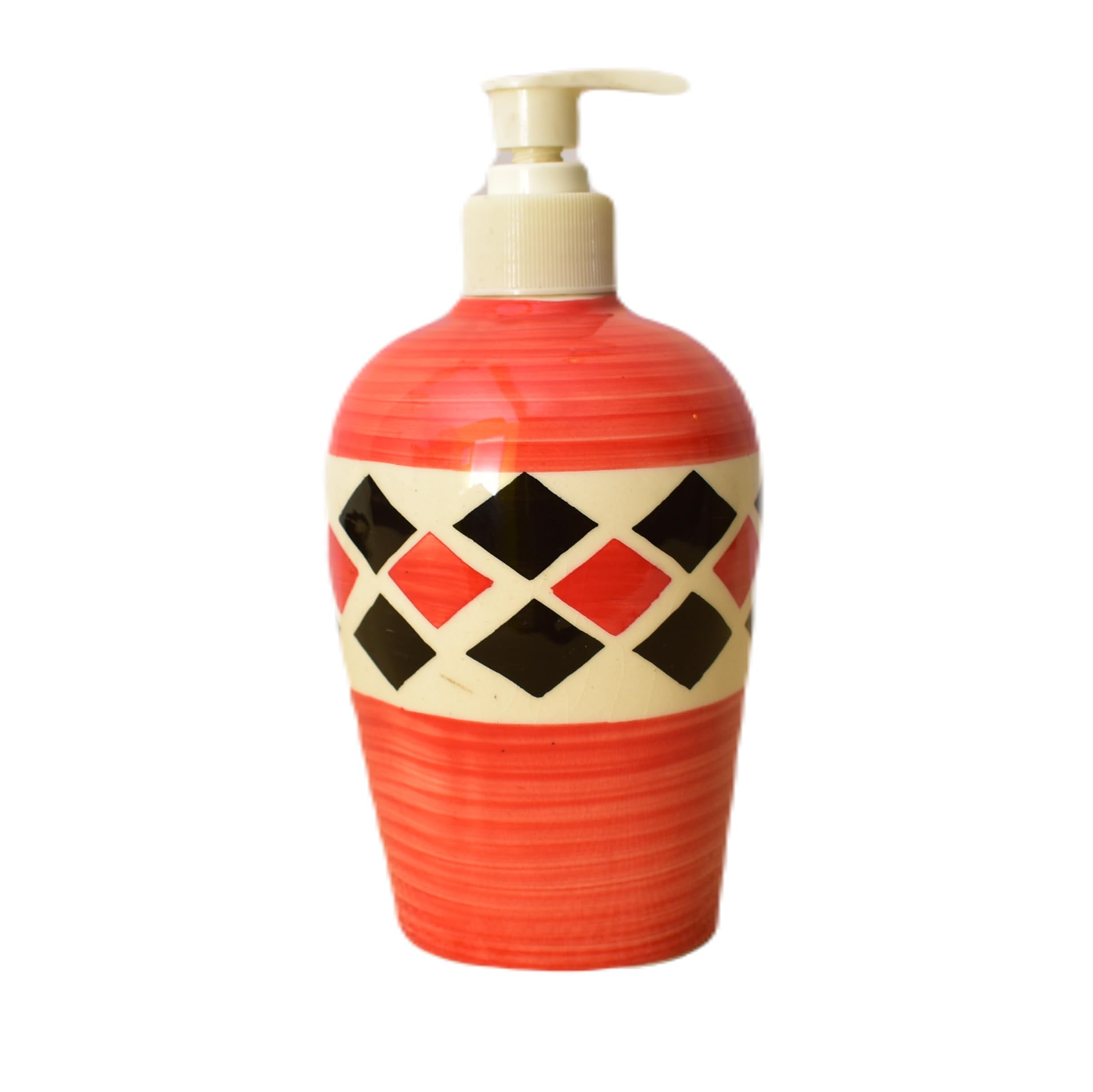 KunhaR Ceramic Long-Lasting Liquid Handwash Soap Dispenser for Bathroom | Handwash Bottle for Kitchen | Soap Dispenser for Wash Basin | Bathroom Accessories | 450 ml, 1 Piece, Coral Red
