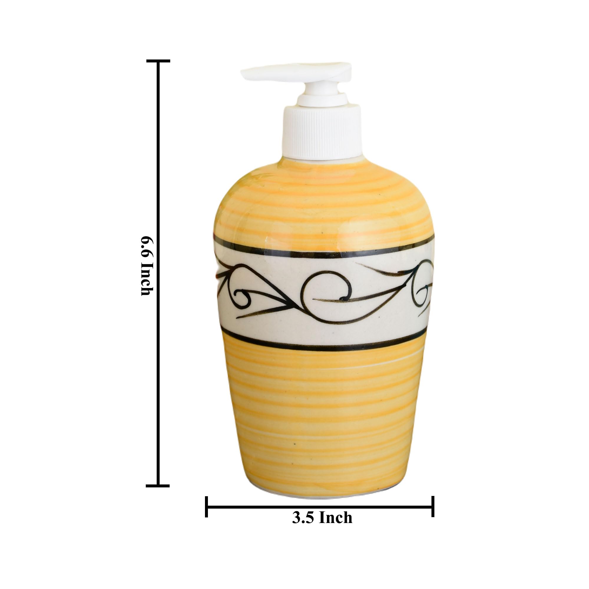 KunhaR Ceramic Liquid Soap Dispenser - Yellow Line, 450ml, 2 Pieces