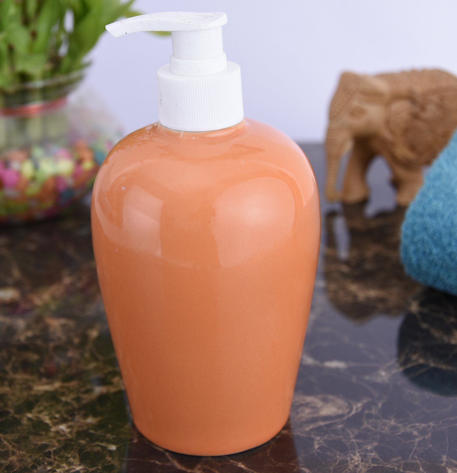 KunhaR Ceramic Liquid Soap Dispenser - Terracotta, 450ml, 2 Pieces