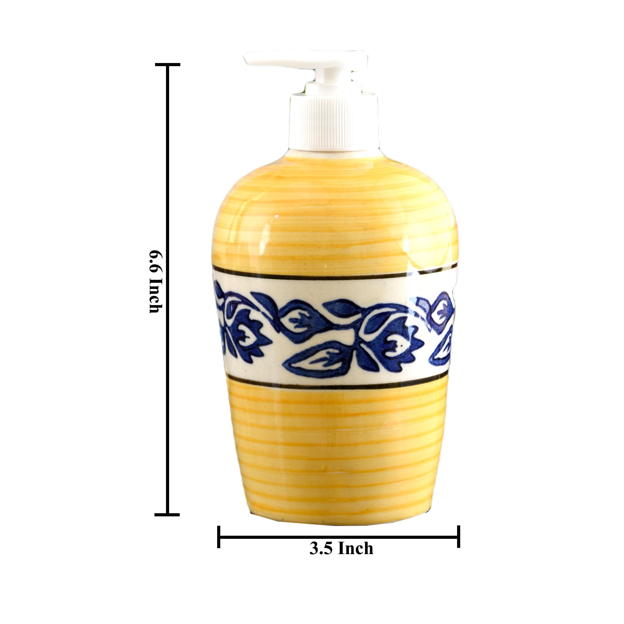 KunhaR Ceramic Liquid Soap Dispenser - Yellow Blue Vine, 450ml, 2 Pieces