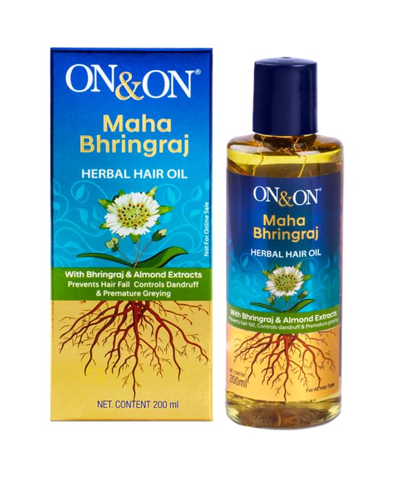 On & On Maha Bhringraj Herbal Hair Oil 200ml, Maha Bhringraj, Nourishing And Strengthening Hair (Pack Of 2)