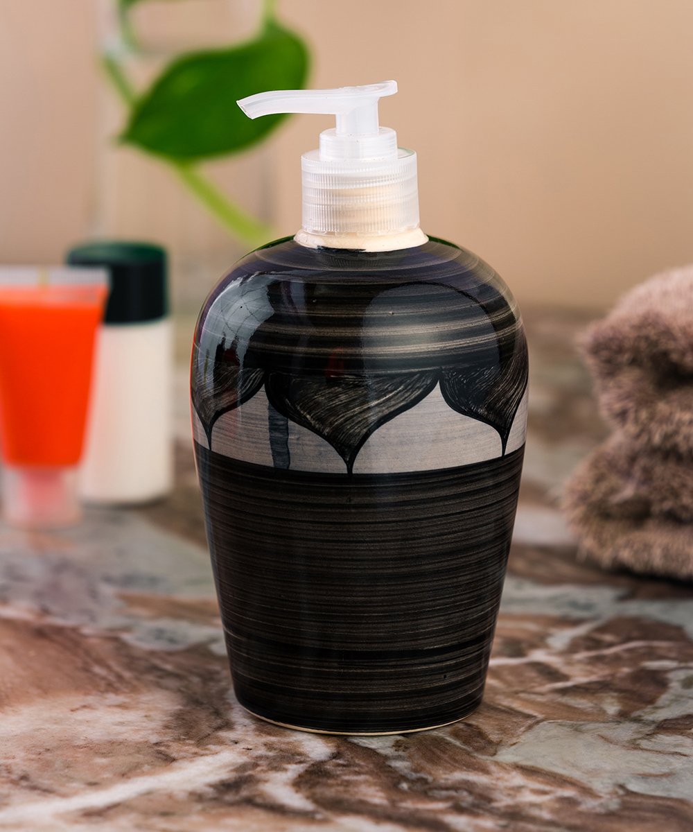 KunhaR Ceramic Liquid Soap Dispenser - Black, 450ml, 2 Pieces