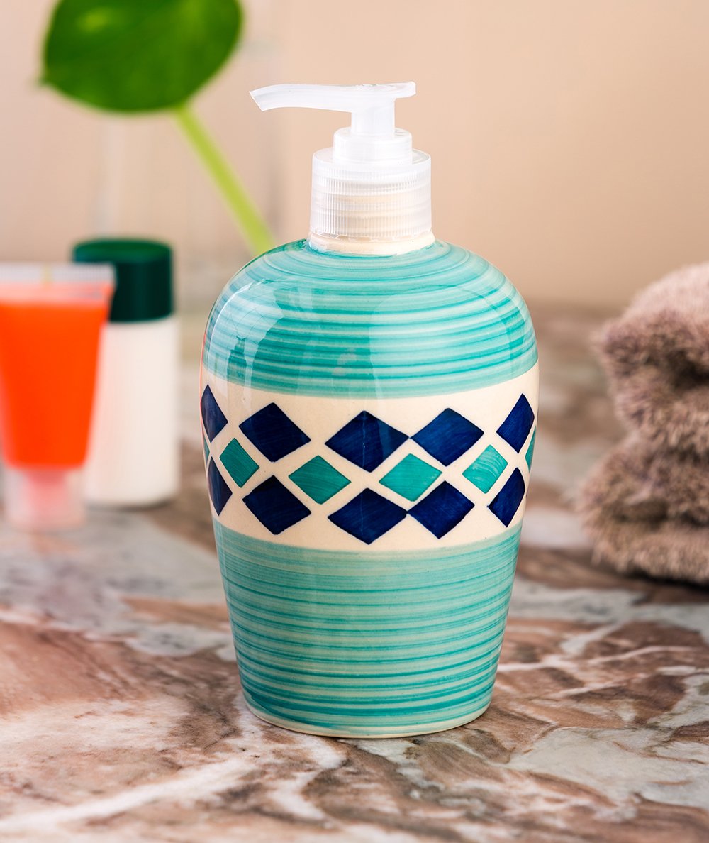 KunhaR Ceramic Liquid Soap Dispenser - SkyBlue Brick, 450ml, 2 Pieces