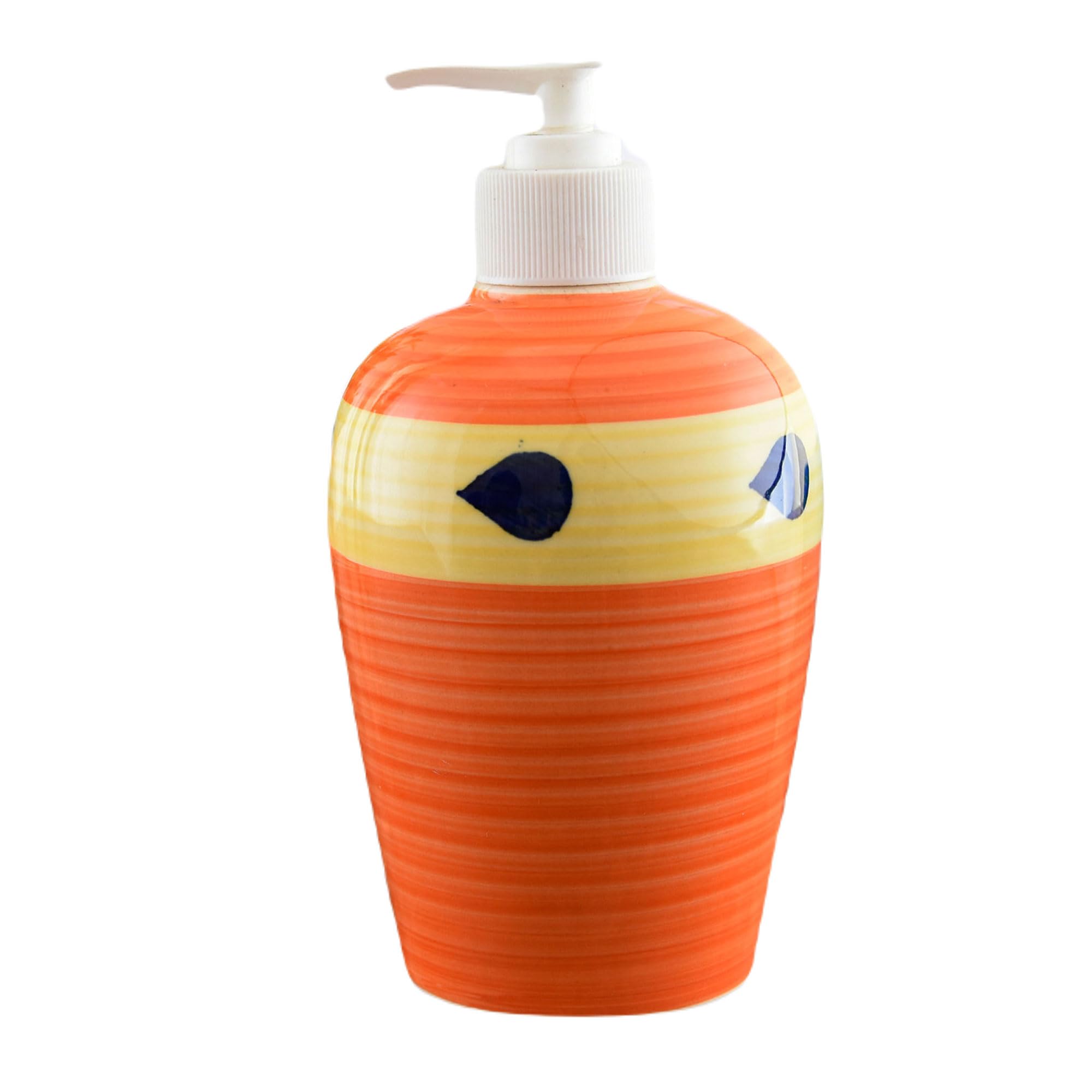 KunhaR Ceramic Liquid Soap Dispenser, Handwash Dispenser - Orange Yellow, 450ml, 2 Pieces
