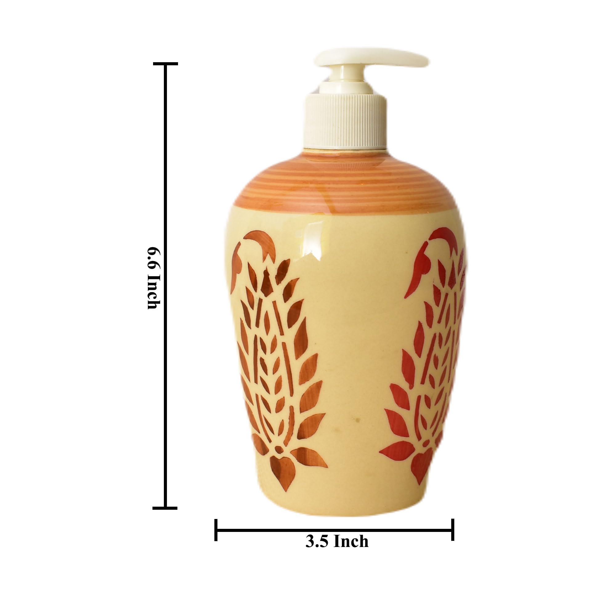 KunhaR Ceramic Long-Lasting Liquid Handwash Soap Dispenser for Bathroom | Handwash Bottle for Kitchen | Soap Dispenser for Wash Basin | Bathroom Accessories | 450 ml, 2 Pieces, Brown Rust
