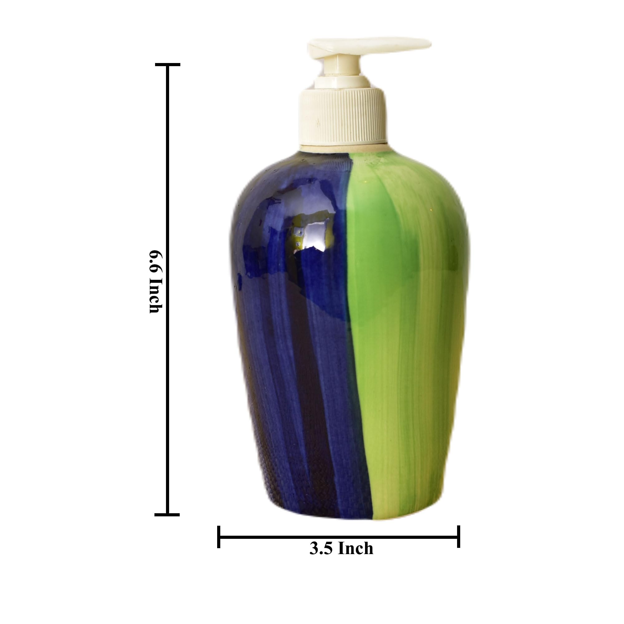 KunhaR Ceramic Long-Lasting Liquid Handwash Soap Dispenser for Bathroom | Handwash Bottle for Kitchen | Soap Dispenser for Wash Basin | Bathroom Accessories | 450 ml, 2 Pieces, Camo Green