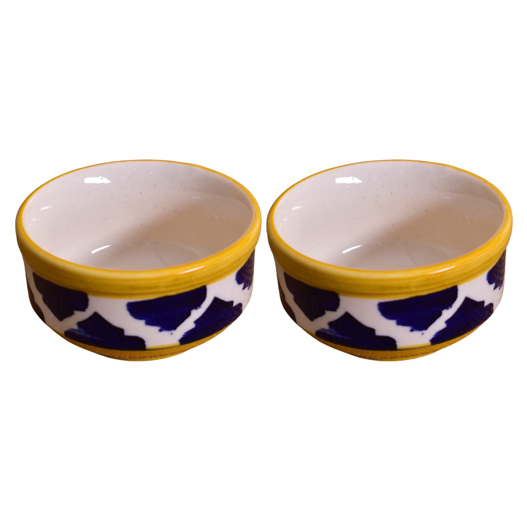 Kunhar Ceramic Sauce Holder - 100 ML, 6 Pieces, Yellow Blue
