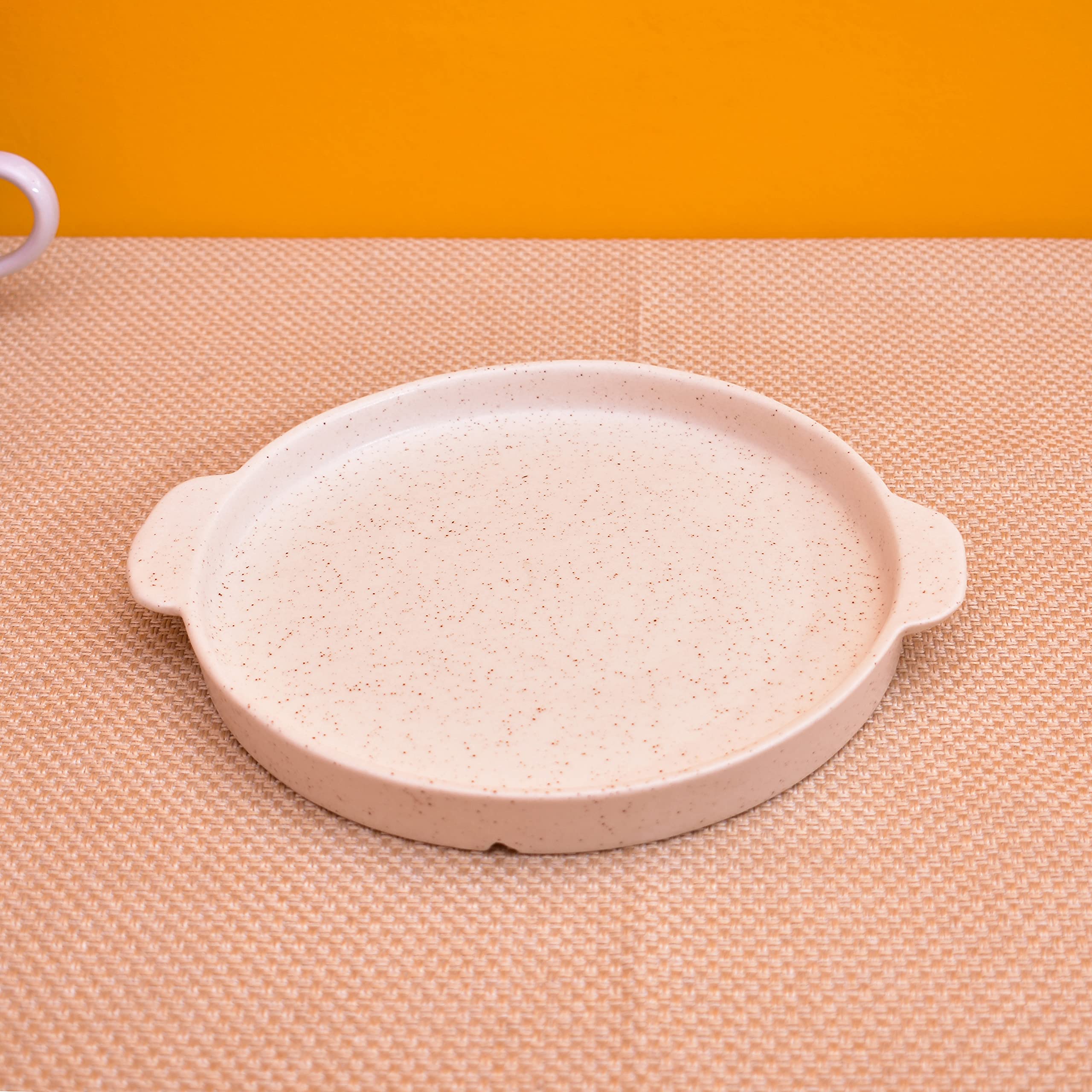 Kunhar Ceramic Snacks Serving Tray, Pizza Plate - 1 Piece, White Matt, 8 Inch