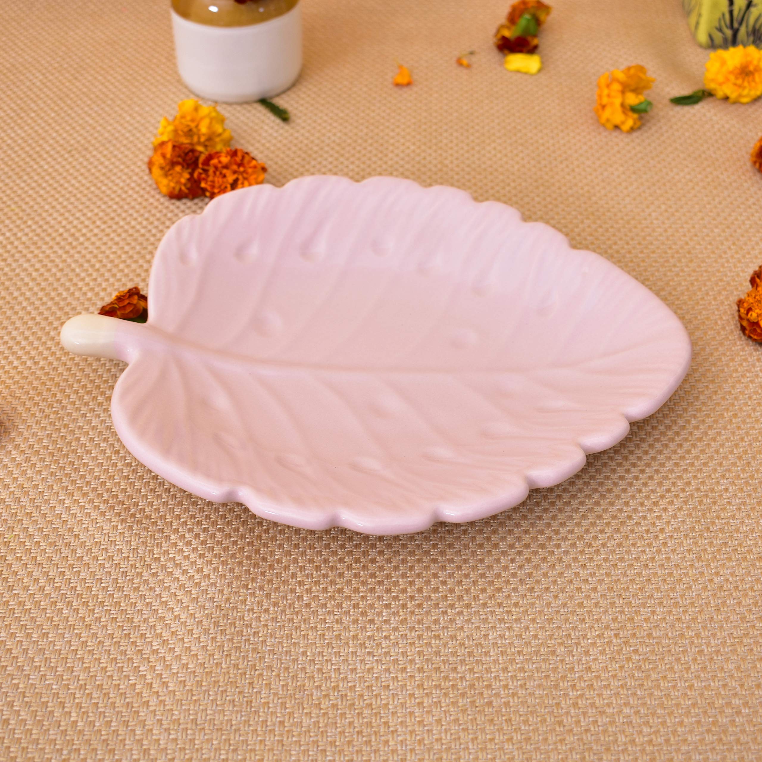 Kunhar Ceramic Leaf Shaped Snacks Serving Tray, Serving Tray