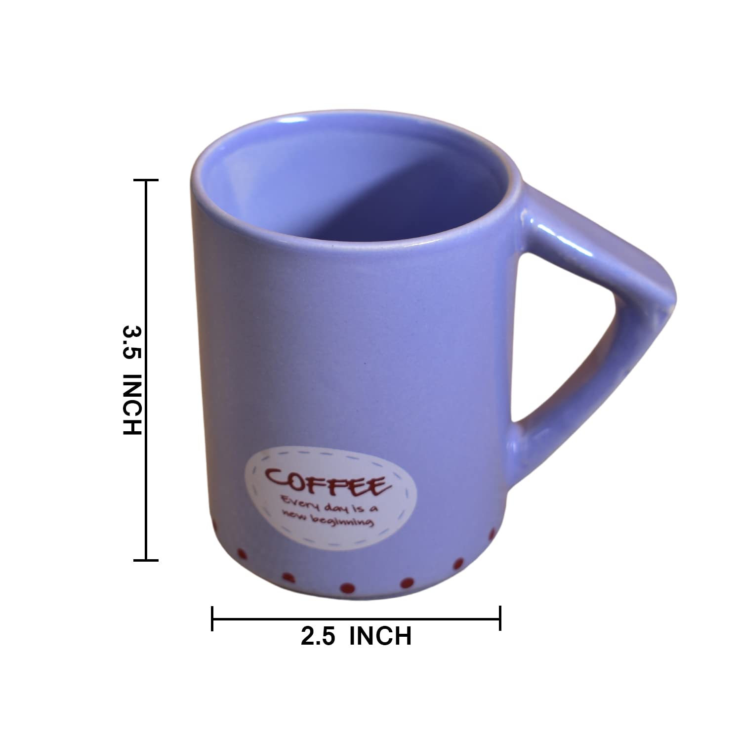 Kunhar Ceramic Tea Cups, Coffee Cups - 6 Pieces, Soft Blue, 200 Ml