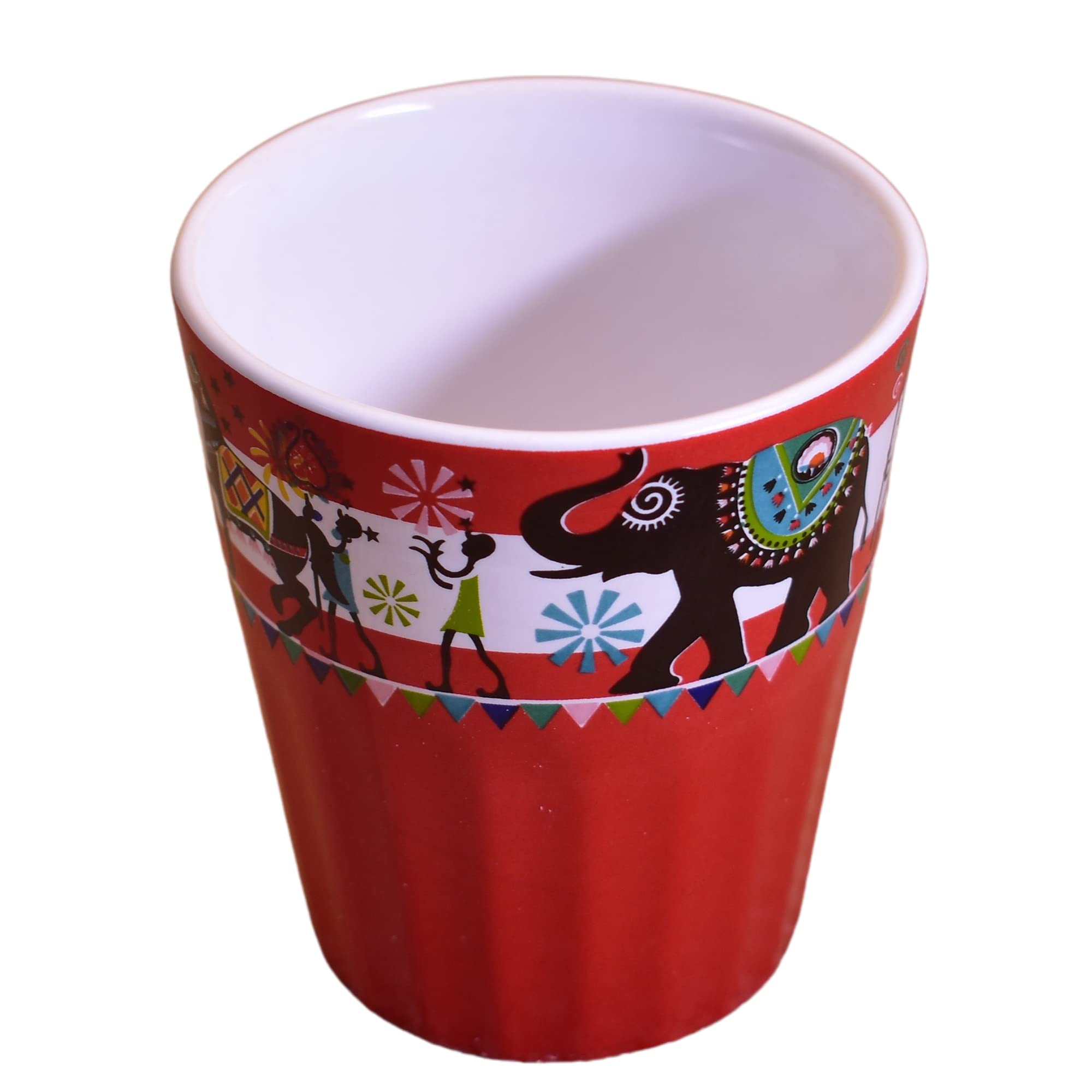 Kunhar Ceramic Tea Glass with Warli Painting, Milk Glass with Warli Painting, Coffee Glass - 6 Pieces, Dark Burgundy, 125ml