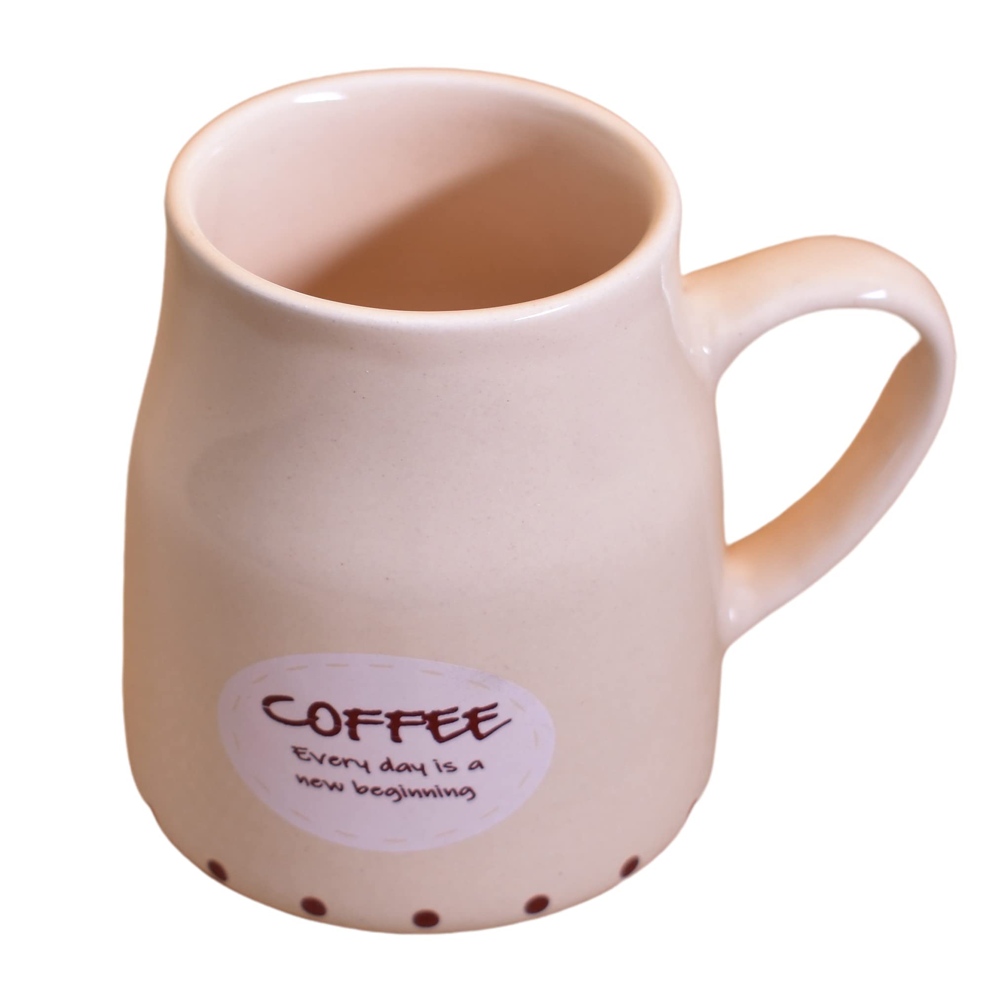 Kunhar Ceramic Tea Cups, Coffee Cups - 6 Pieces, Wheat, 160 Ml