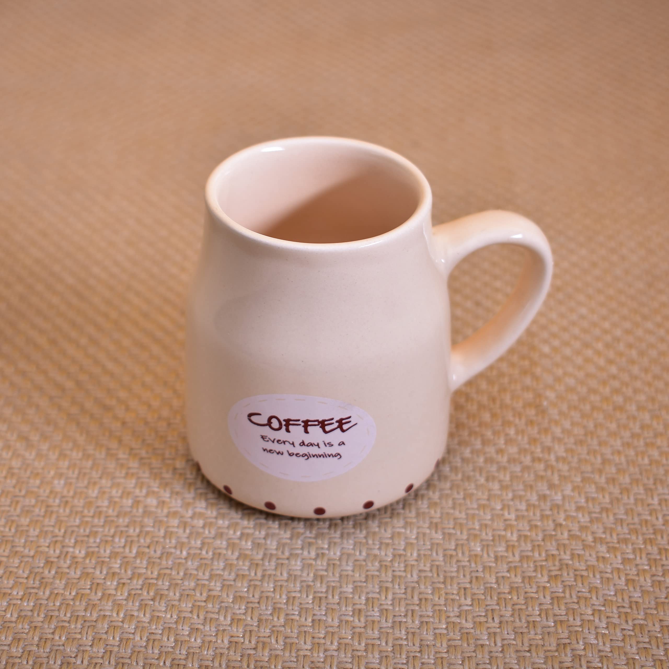 Kunhar Ceramic Tea Cups, Coffee Cups - 6 Pieces, Wheat, 160 Ml