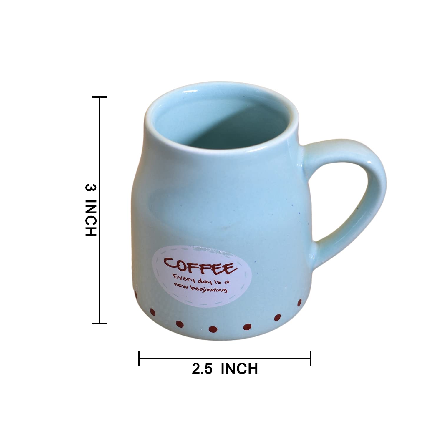 Kunhar Ceramic Tea Cups, Coffee Cups - 6 Pieces, Blue Hosta, 160 Ml