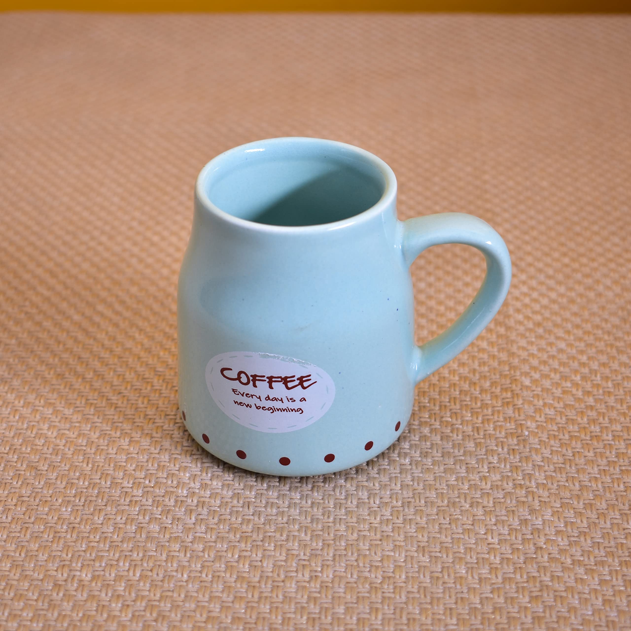 Kunhar Ceramic Tea Cups, Coffee Cups - 6 Pieces, Blue Hosta, 160 Ml