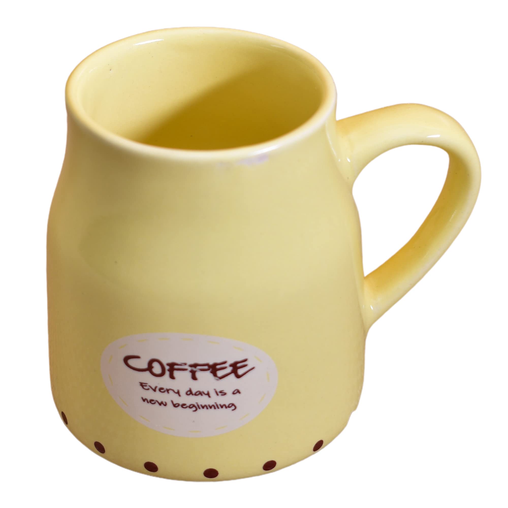 Kunhar Ceramic Tea Cups, Coffee Cups - 6 Pieces, Yellow, 160 Ml