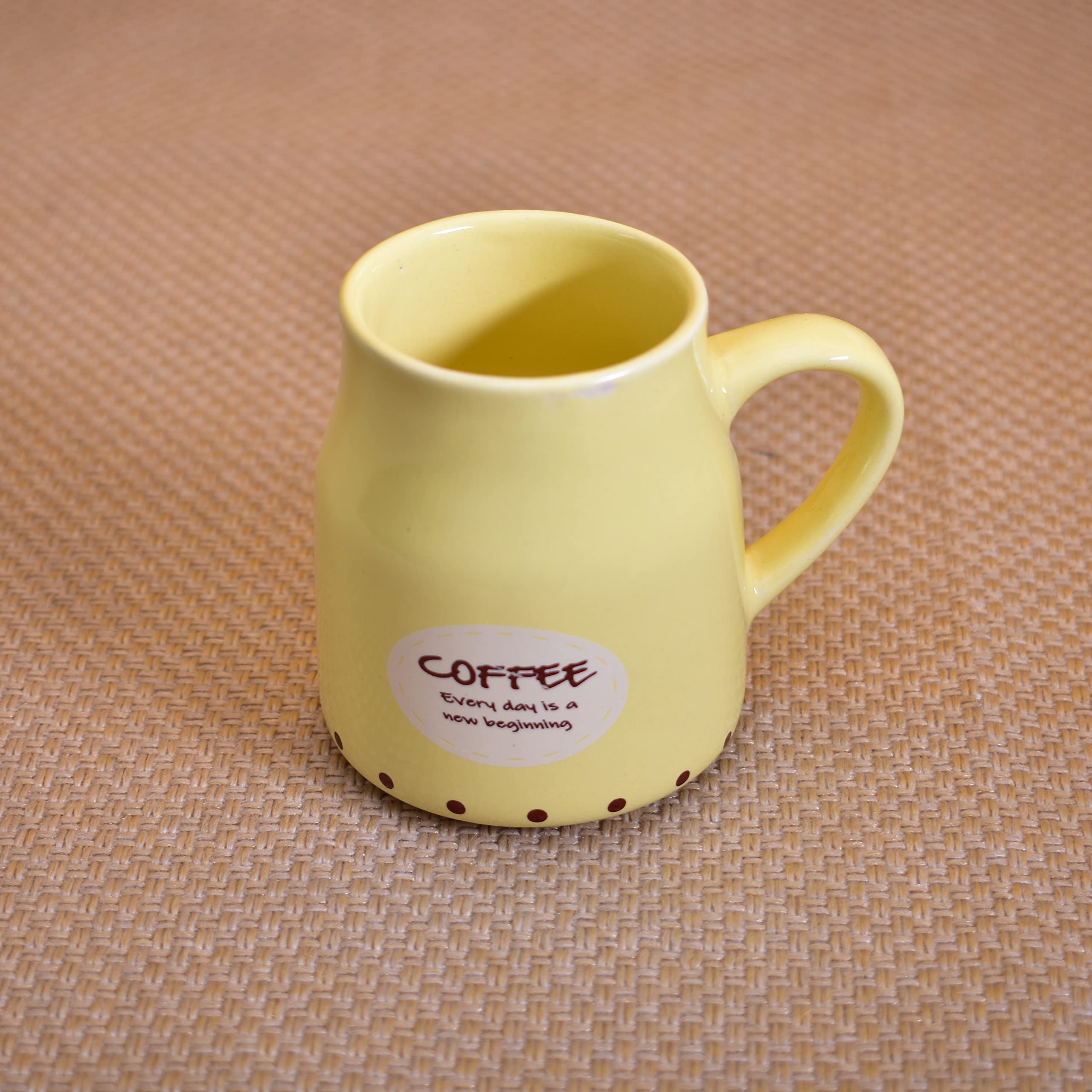 Kunhar Ceramic Tea Cups, Coffee Cups - 6 Pieces, Yellow, 160 Ml