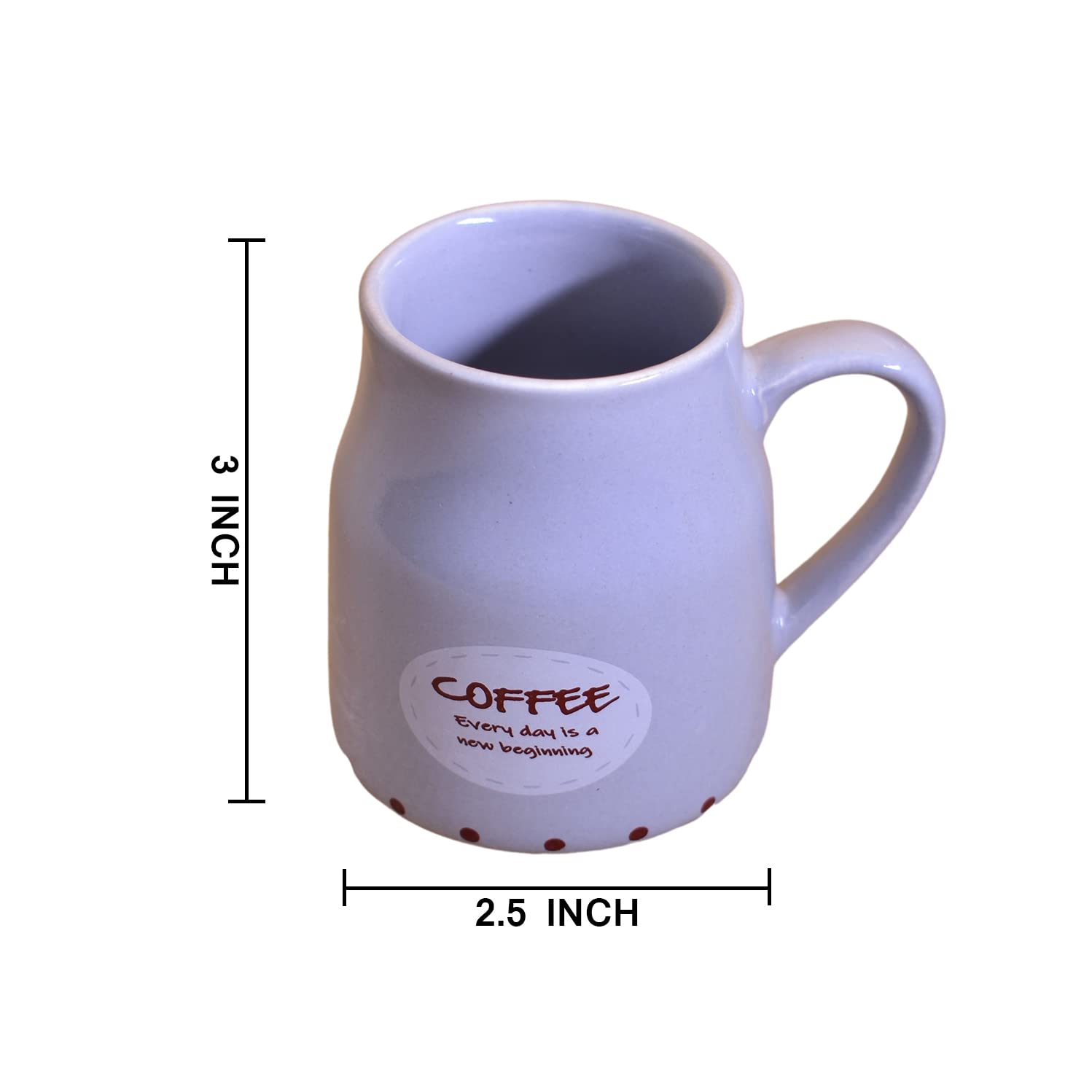 Kunhar Ceramic Tea Cups, Coffee Cups - 6 Pieces, Rock Blue, 160 Ml