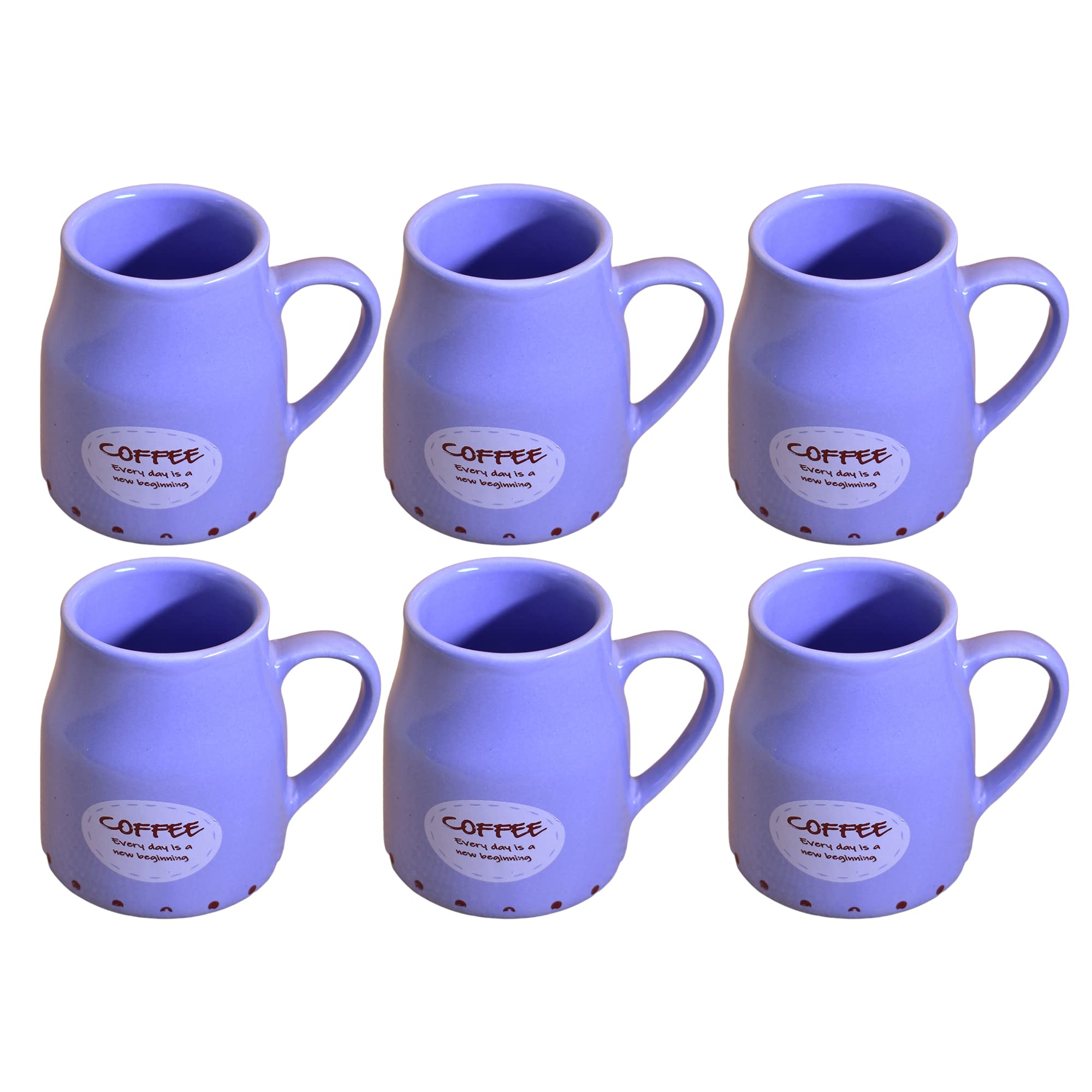 Kunhar Ceramic Tea Cups, Coffee Cups - 6 Pieces, Soft Blue, 160 Ml