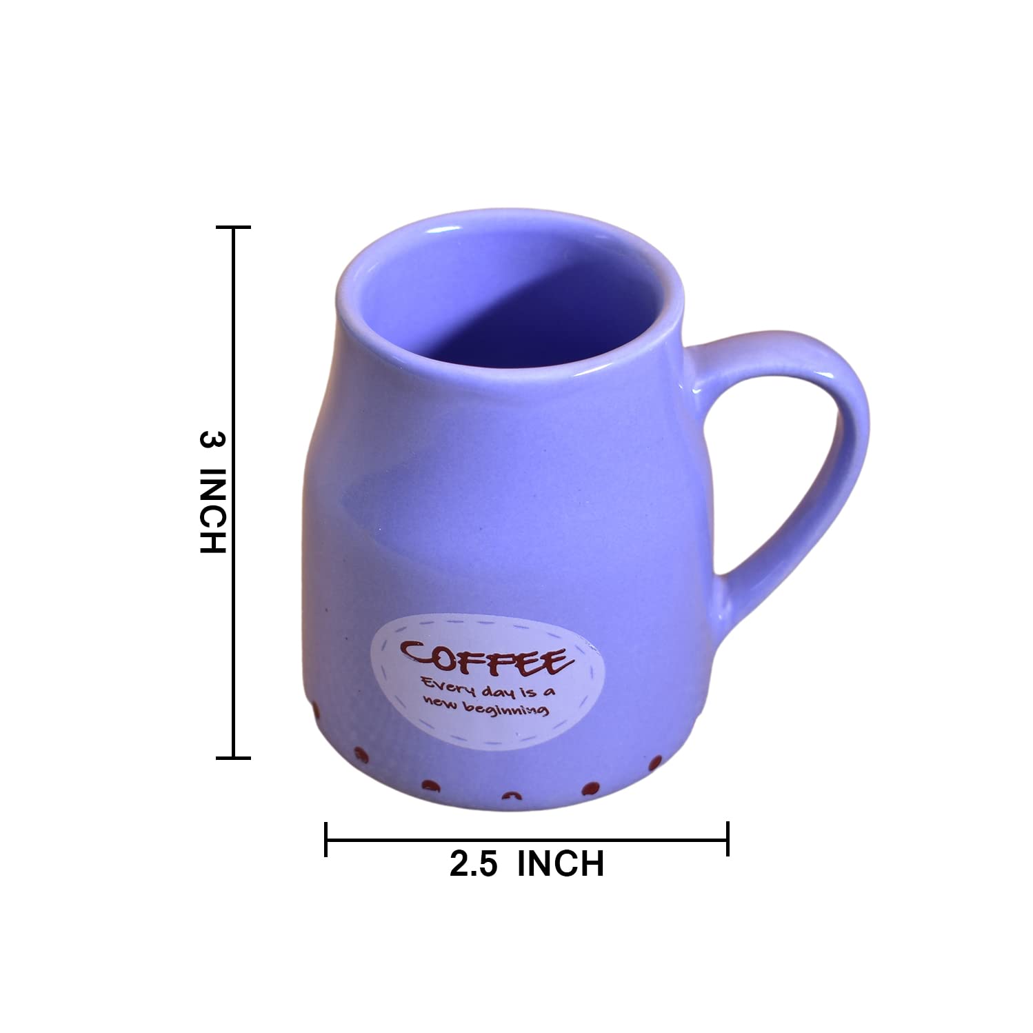 Kunhar Ceramic Tea Cups, Coffee Cups - 6 Pieces, Soft Blue, 160 Ml