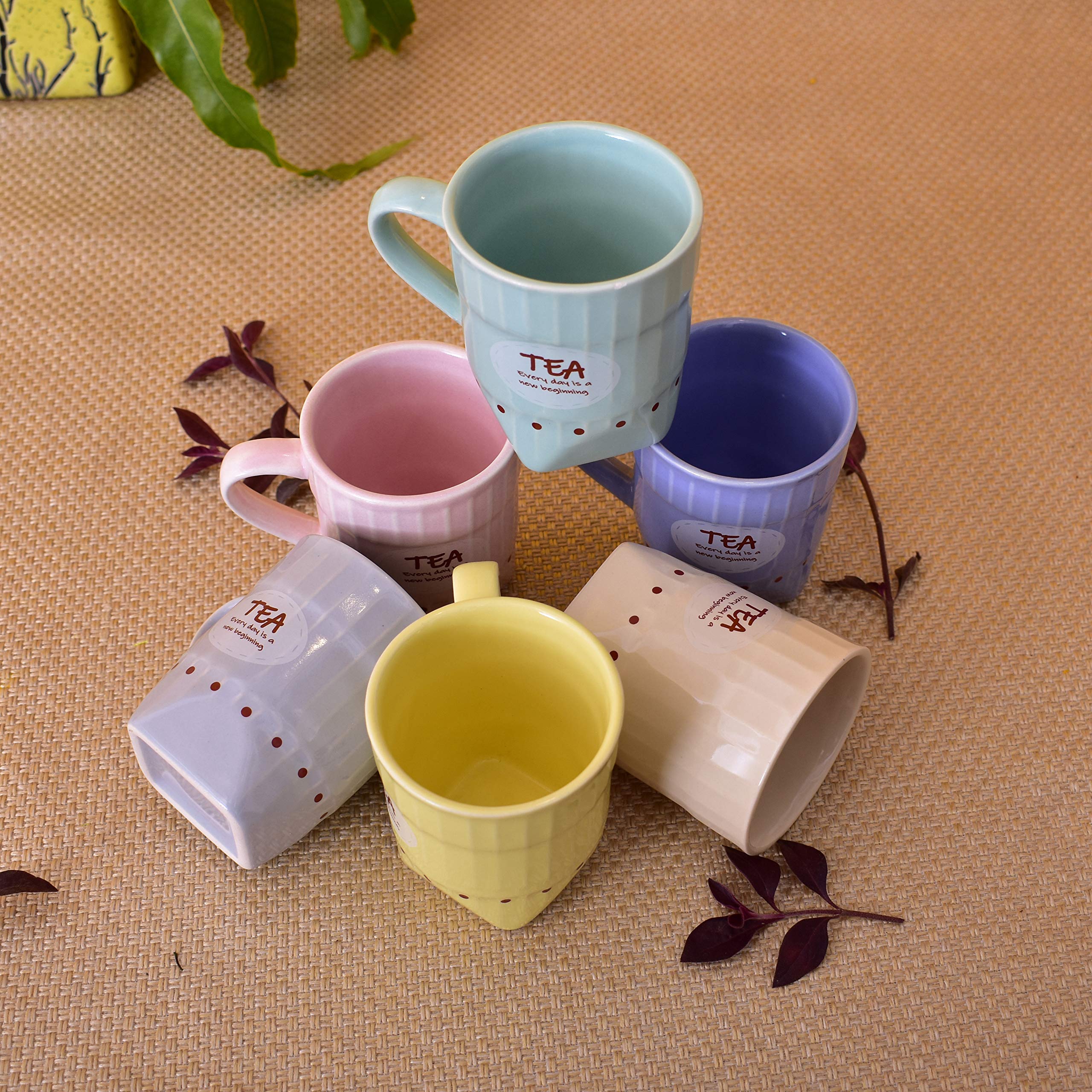 Kunhar Ceramic Multicolor Tea Cup, Frontier Design Tea Cup, Coffee Mug, Milk Mug (150 Ml Set of 6)