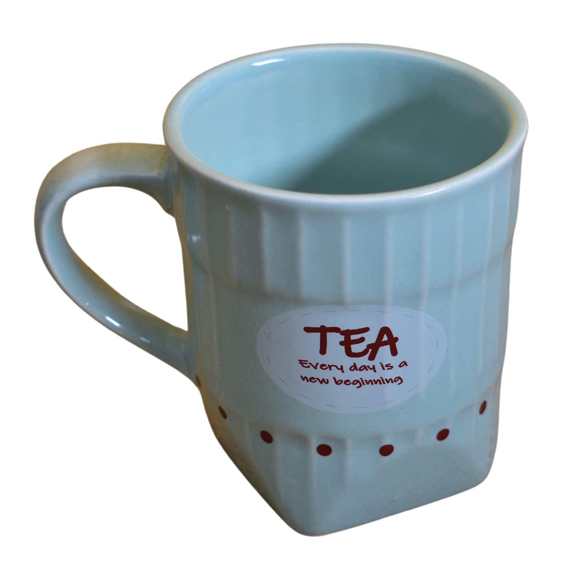 Kunhar Ceramic Tea Cups, Coffee Cups - 6 Pieces, Blue Hosta, 150 ml