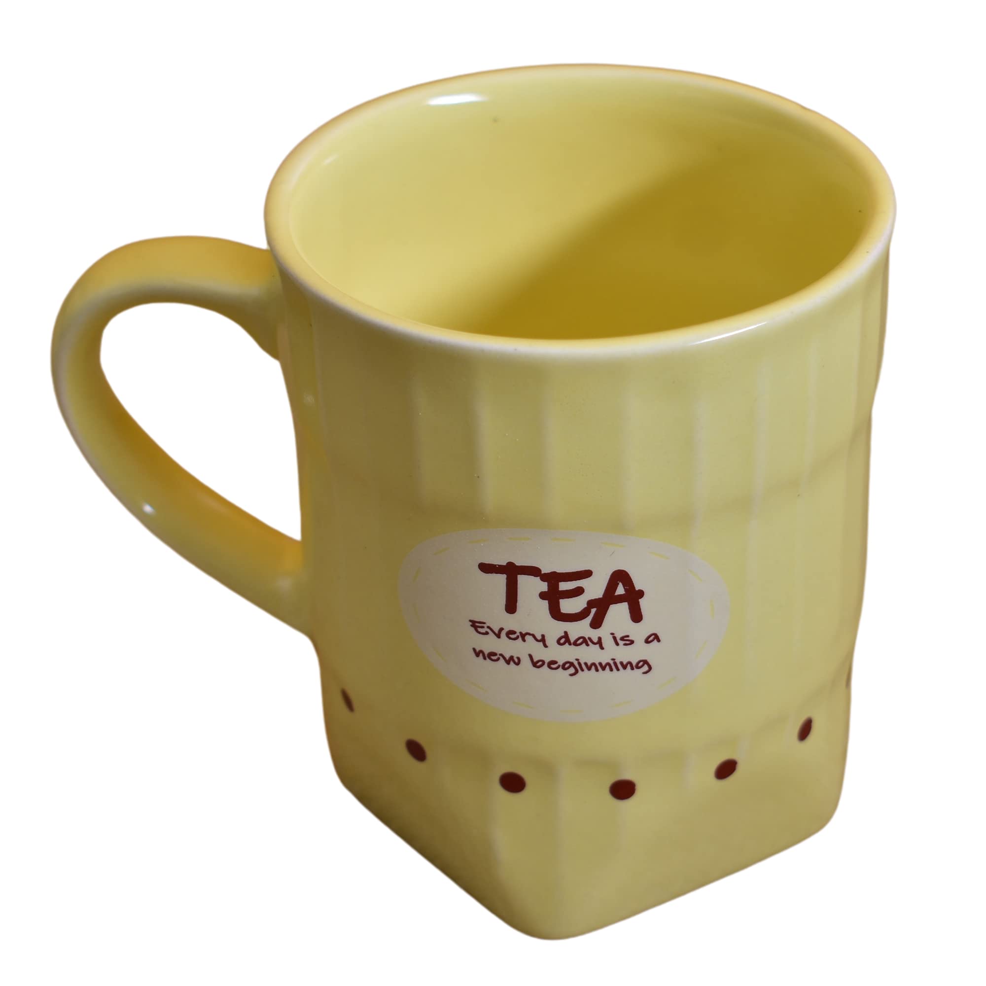 Kunhar Ceramic Tea Cups, Coffee Cups - 6 Pieces, Yellow, 150 ml