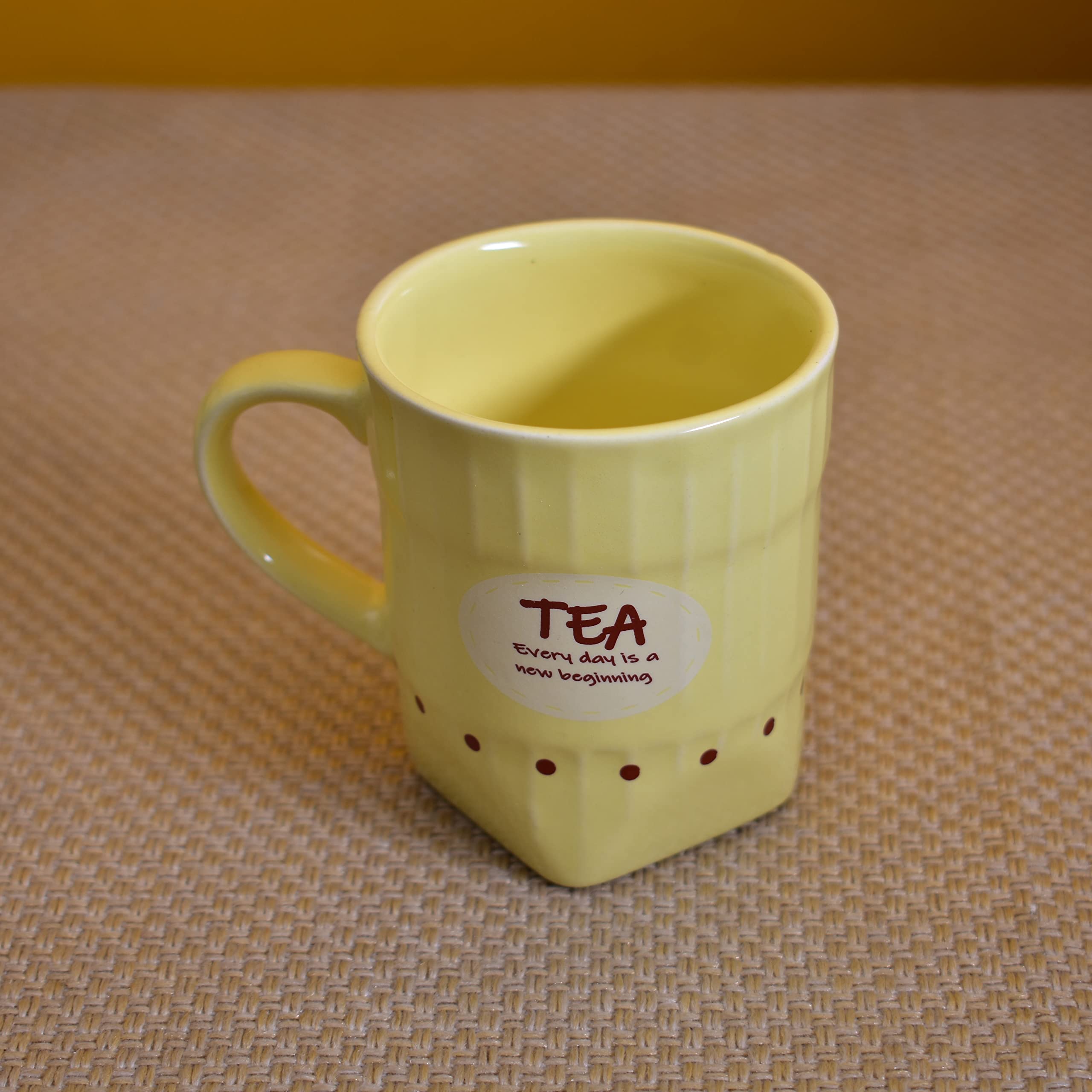 Kunhar Ceramic Tea Cups, Coffee Cups - 6 Pieces, Yellow, 150 ml