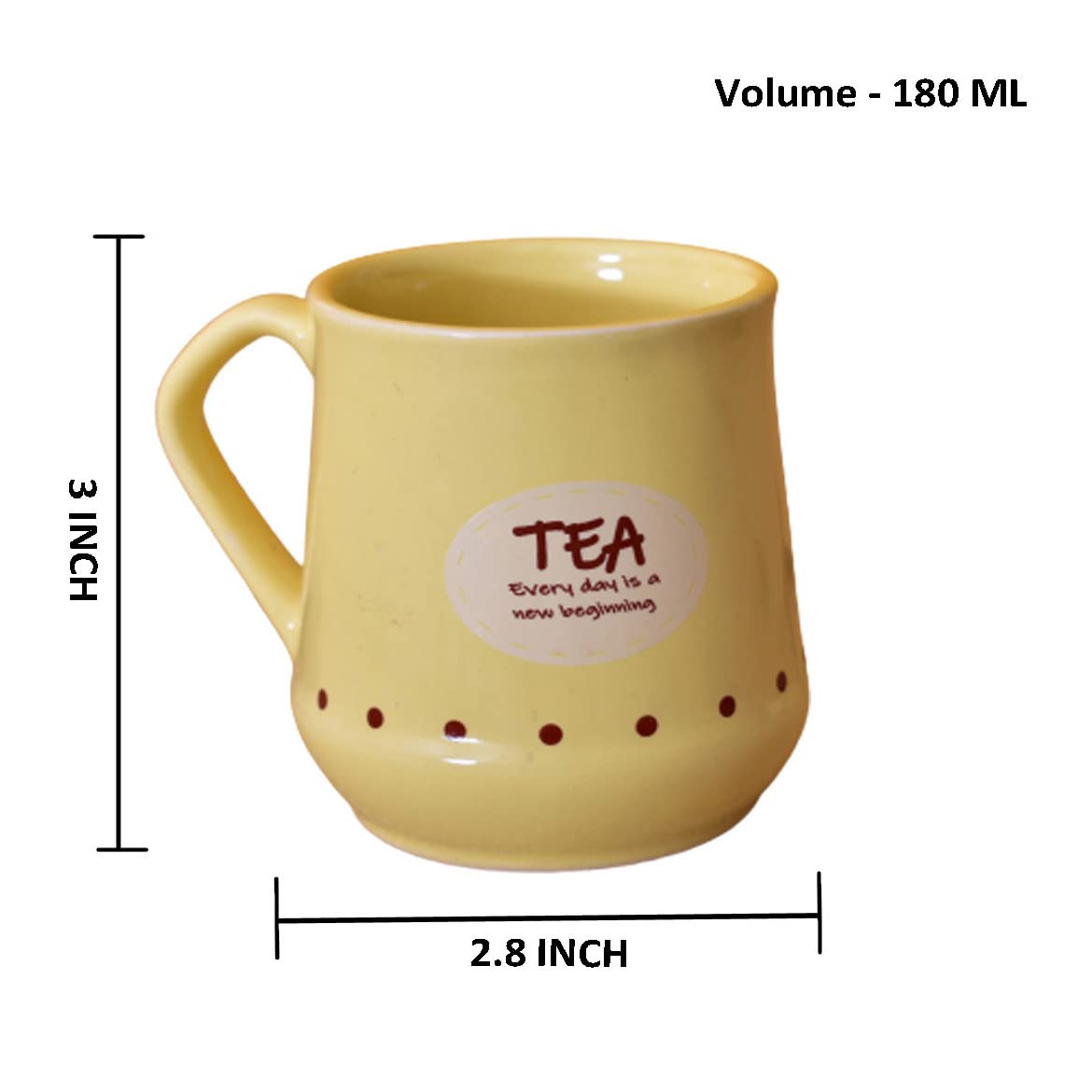 Kunhar Ceramic Coffee Mugs, Tea Cups - 6 Pieces, Multicolor, 180 ml