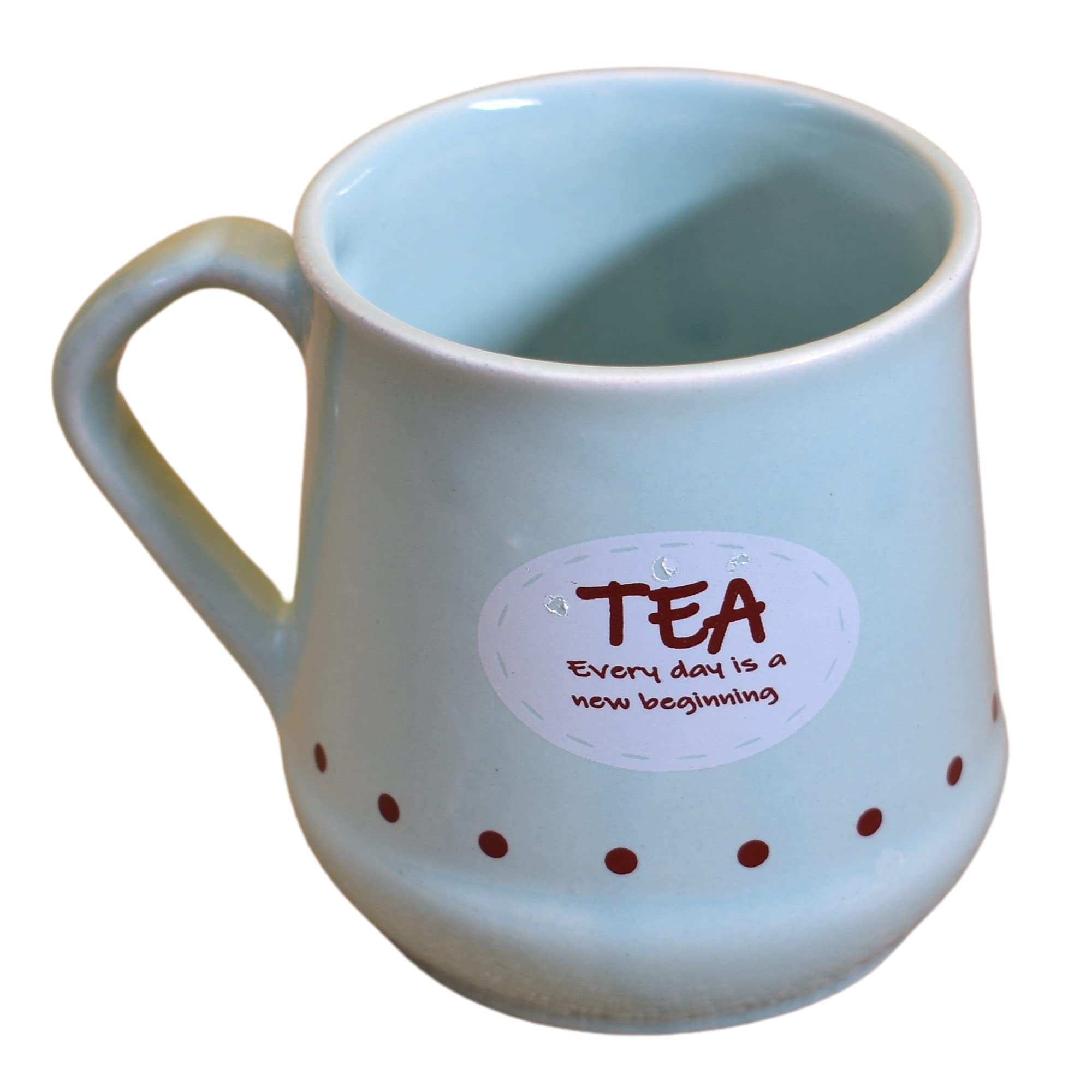 Kunhar Ceramic Tea Cups, Coffee Cups - 6 Pieces, Blue Hosta, 180 Ml