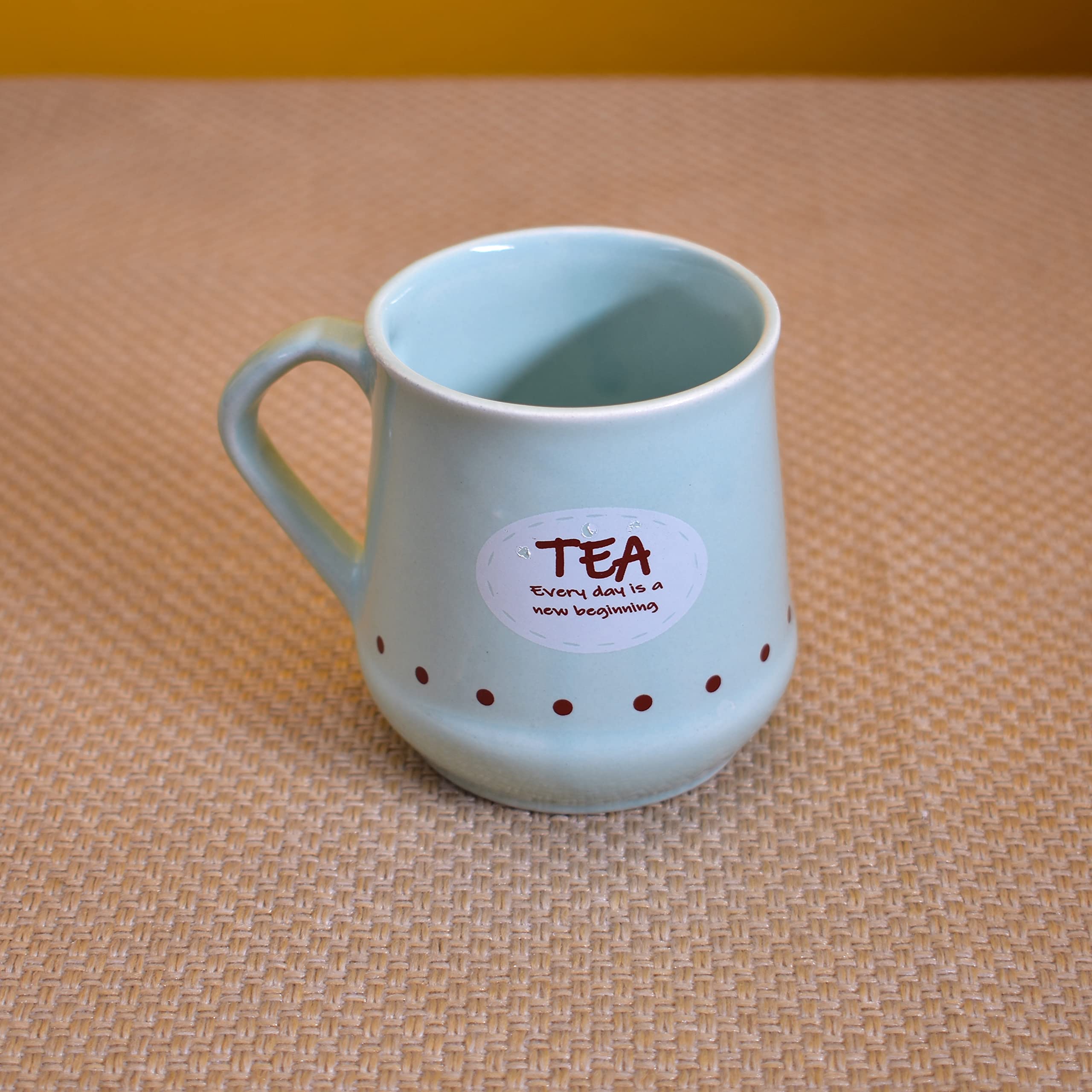 Kunhar Ceramic Tea Cups, Coffee Cups - 6 Pieces, Blue Hosta, 180 Ml