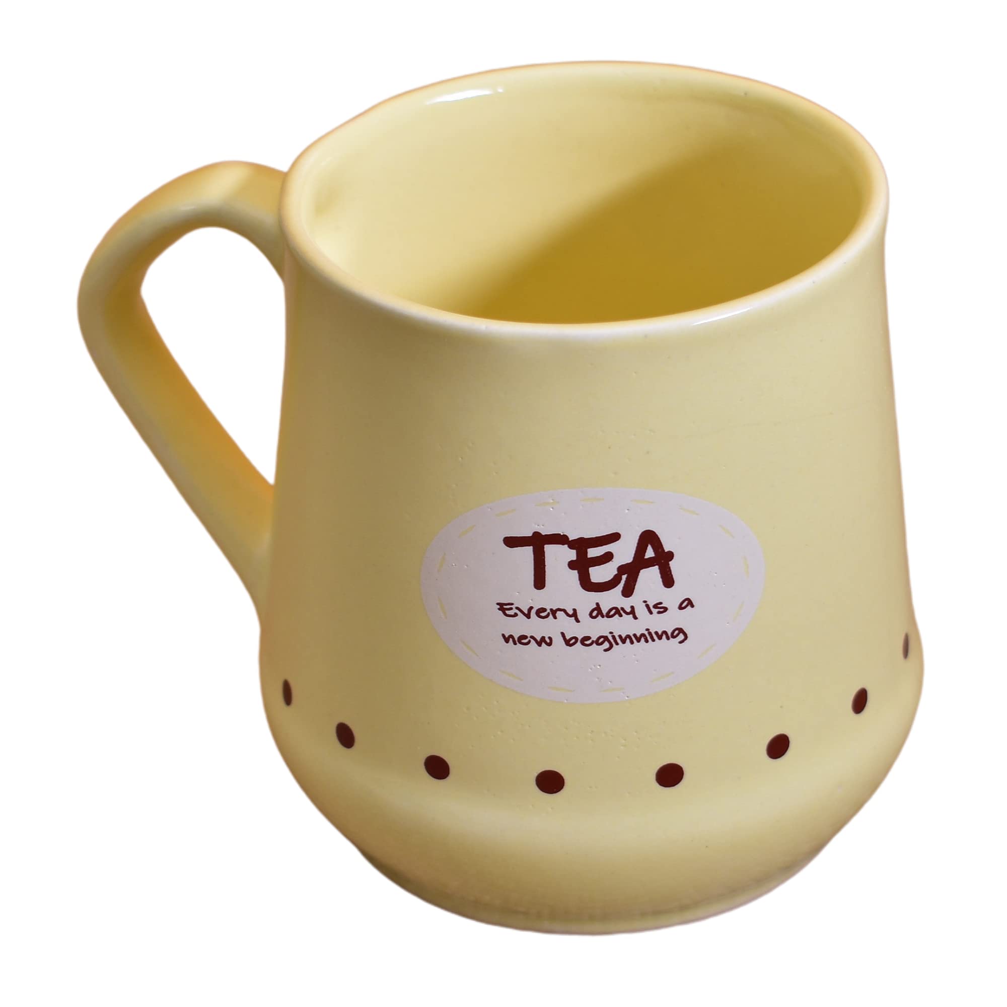 Kunhar Ceramic Tea Cups, Coffee Cups - 6 Pieces, Yellow, 180 Ml