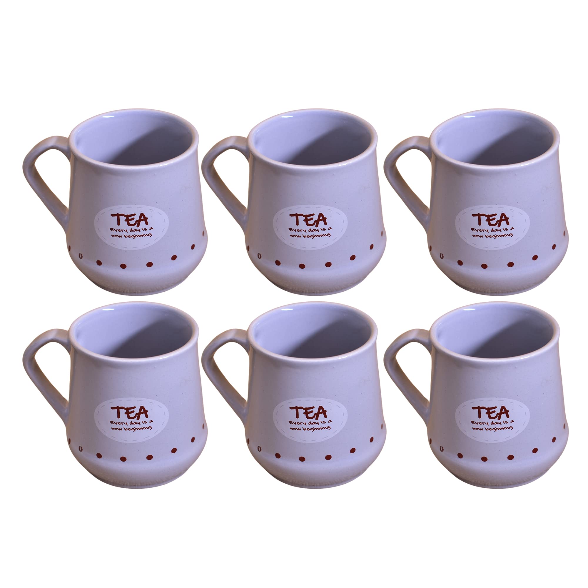 Kunhar Ceramic Tea Cups, Coffee Cups - 6 Pieces, Rock Blue, 180 Ml
